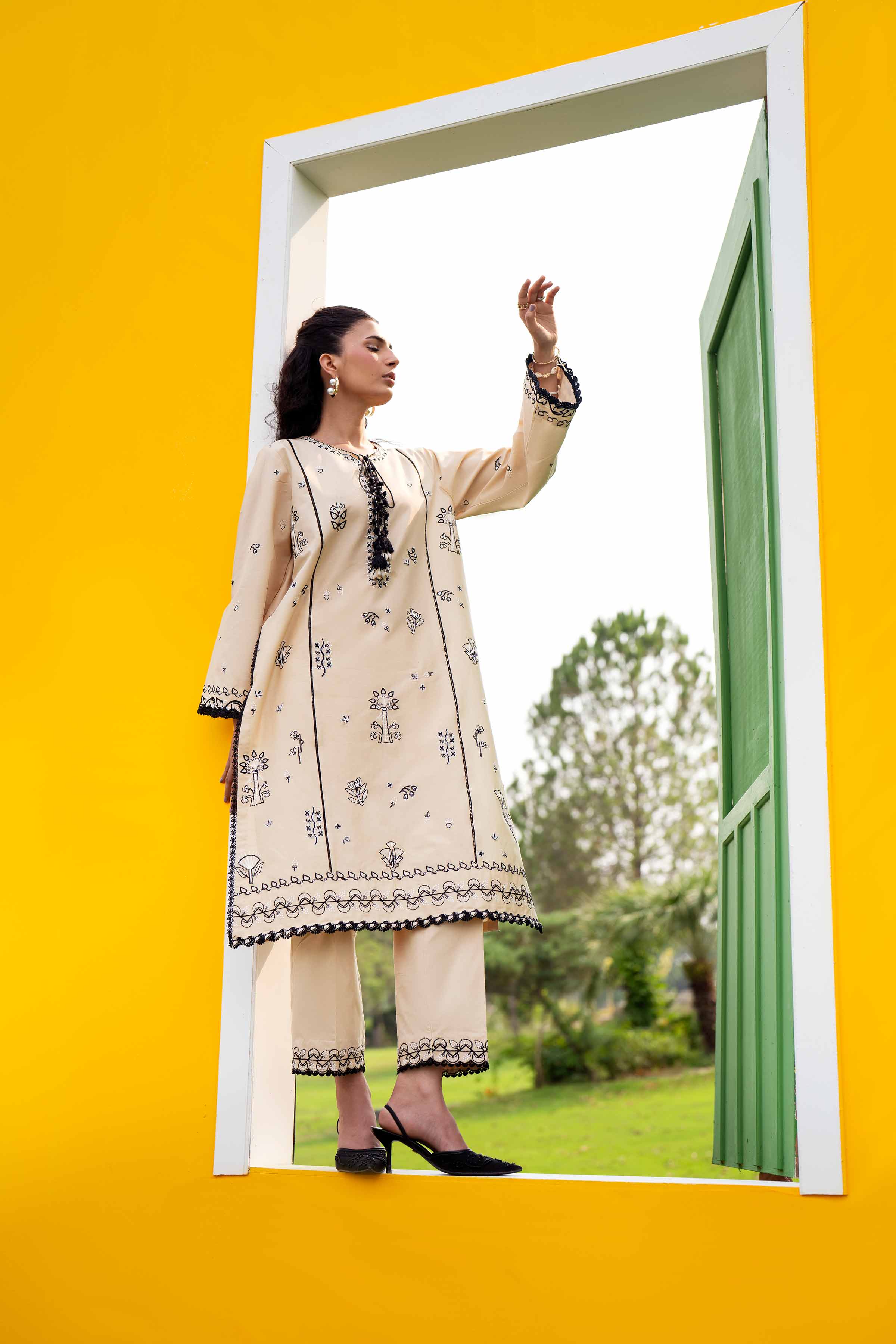2 Piece - Embroidered Suit - 42601941 Beige Lawn 2PC Embroidered Nishat Australia