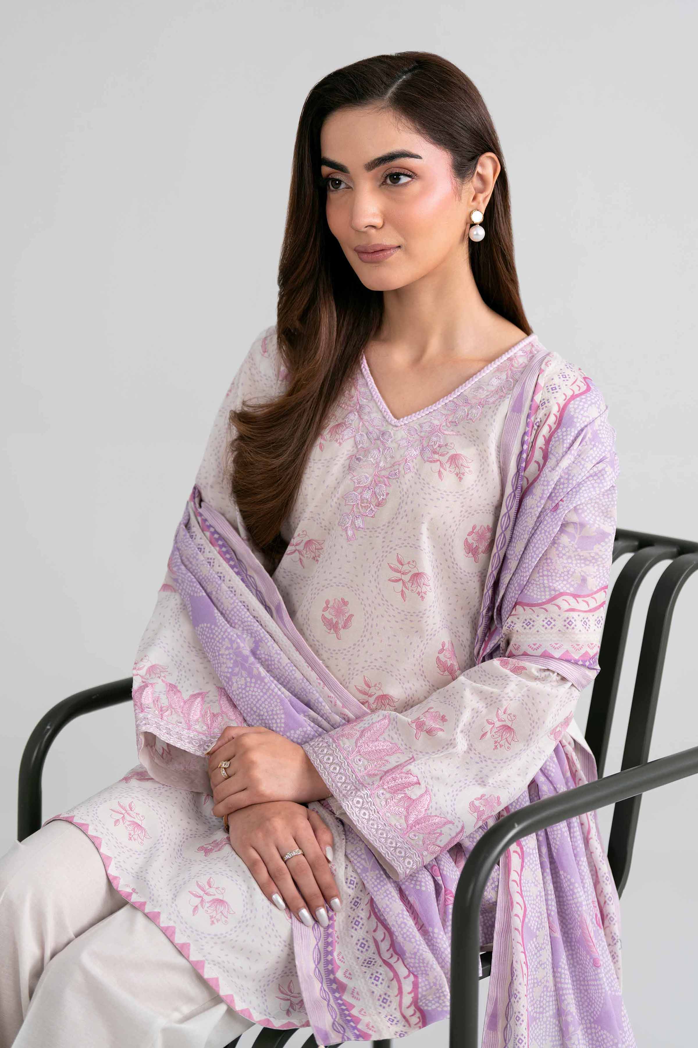 3 Piece - Printed Embroidered Suit - 42601972 Beige Lawn 3PC Embroidered Nishat Australia