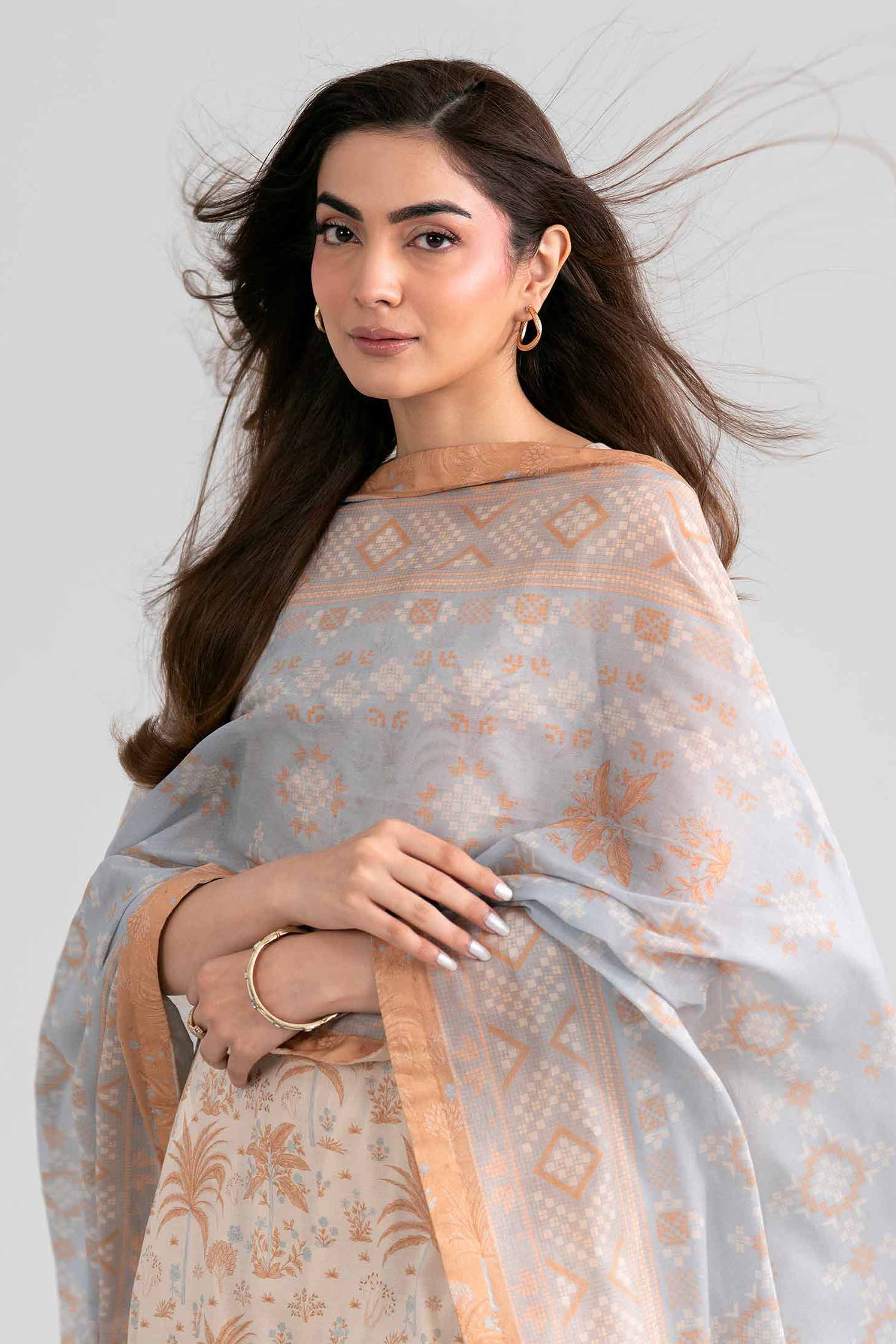 3 Piece - Printed Suit - 42601979 Beige Lawn 3PC Printed Nishat Australia