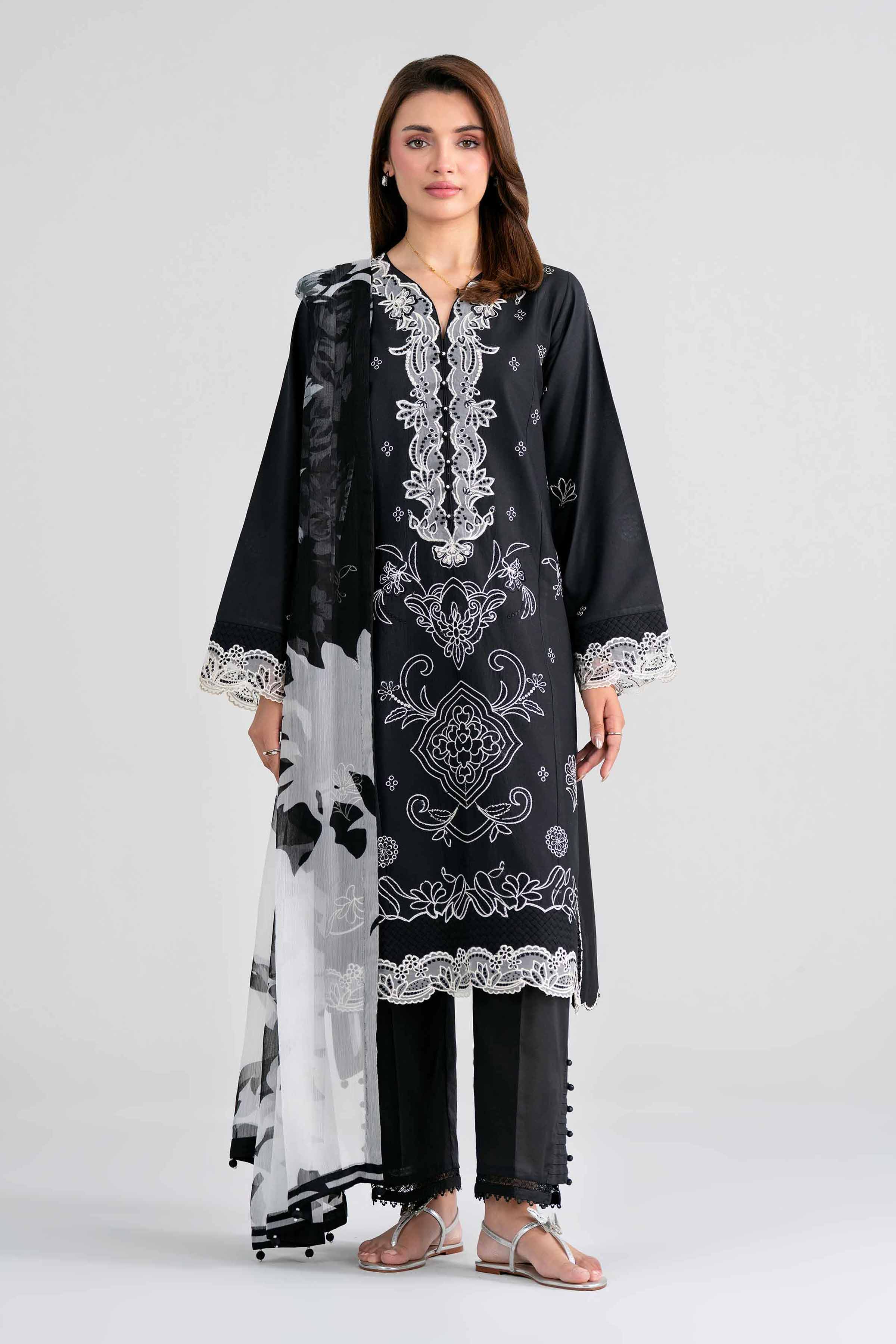 3 Piece - Digital Printed Embroidered Suit - 42601984 Black Lawn 3PC Embroidered Nishat Australia