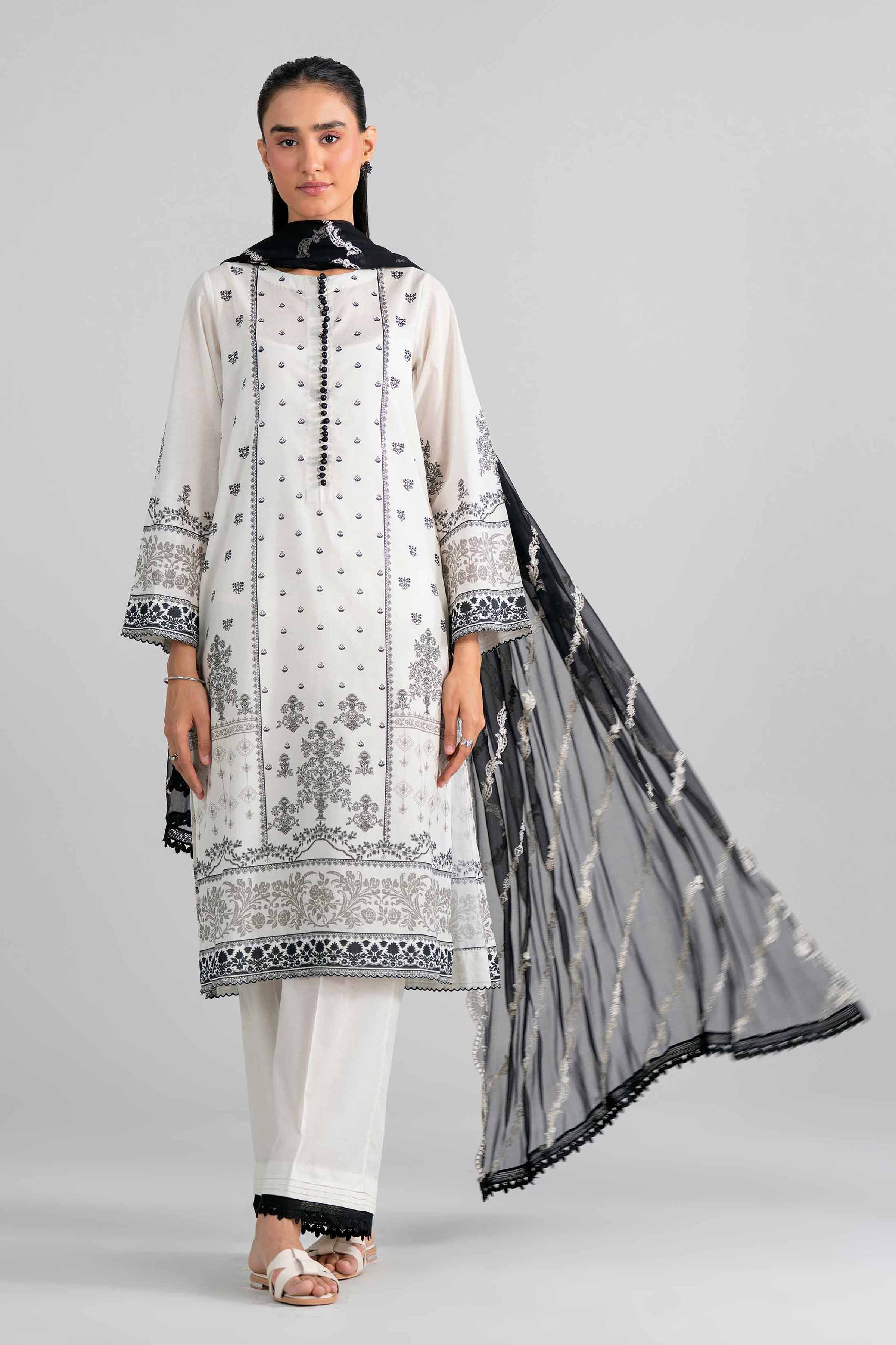 3 Piece - Digital Printed Embroidered Suit - 42602007 Beige Lawn 3PC Embroidered Nishat Australia