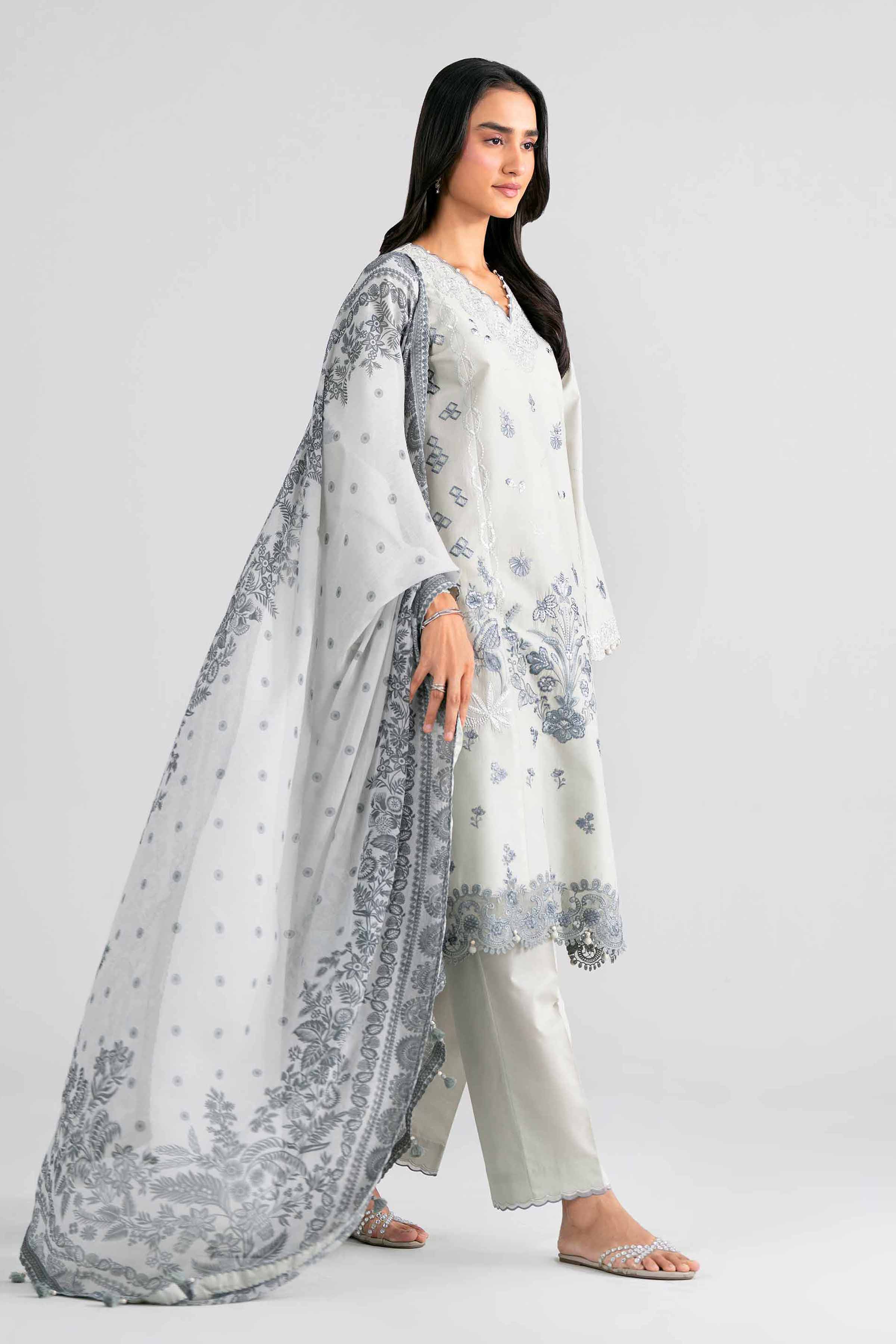 3 Piece - Digital Printed Embroidered Suit - 42602012 Grey Lawn 3PC Embroidered Nishat Australia
