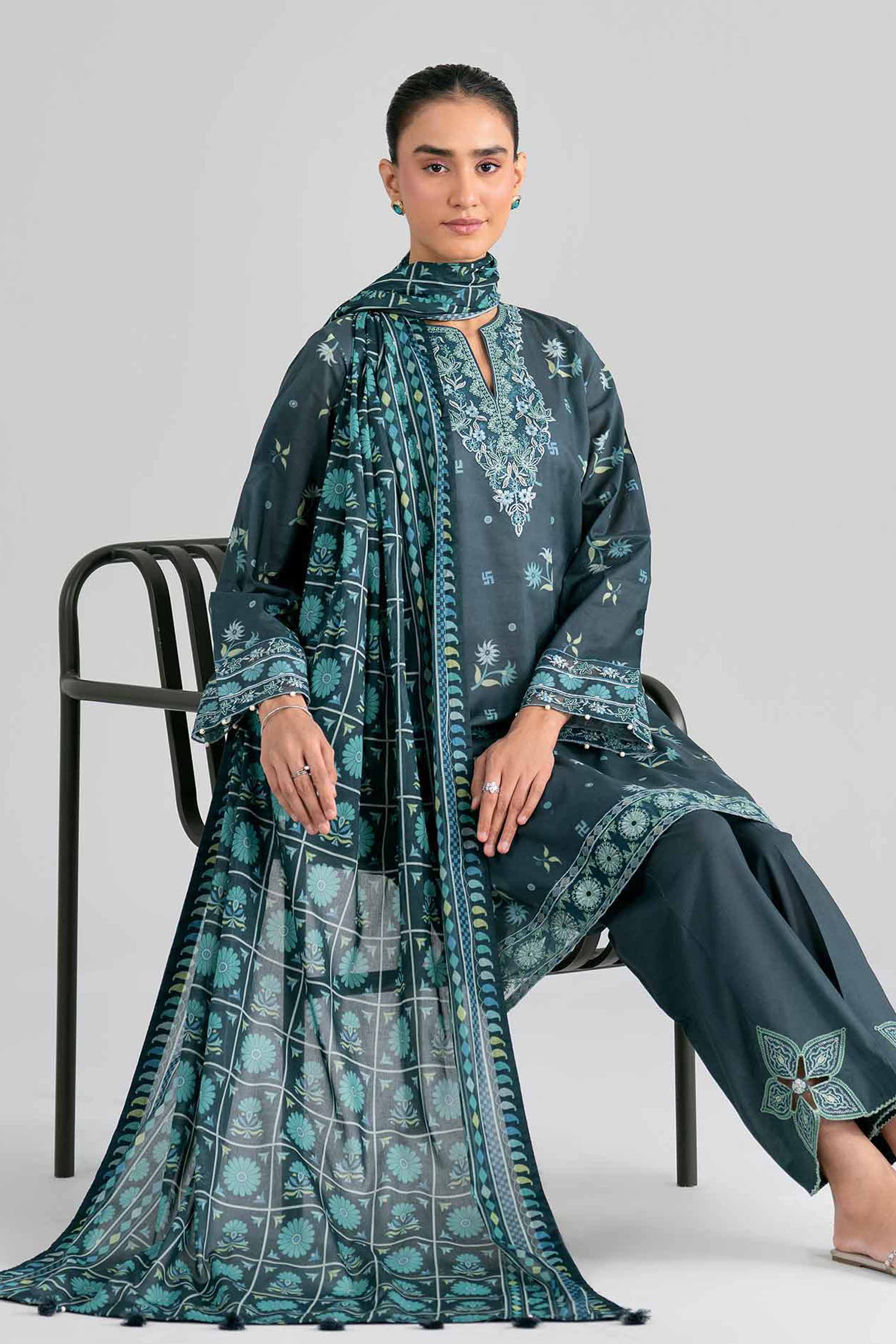 3 Piece - Printed Embroidered Suit - 42602017 Green Lawn 3PC Embroidered Nishat Australia