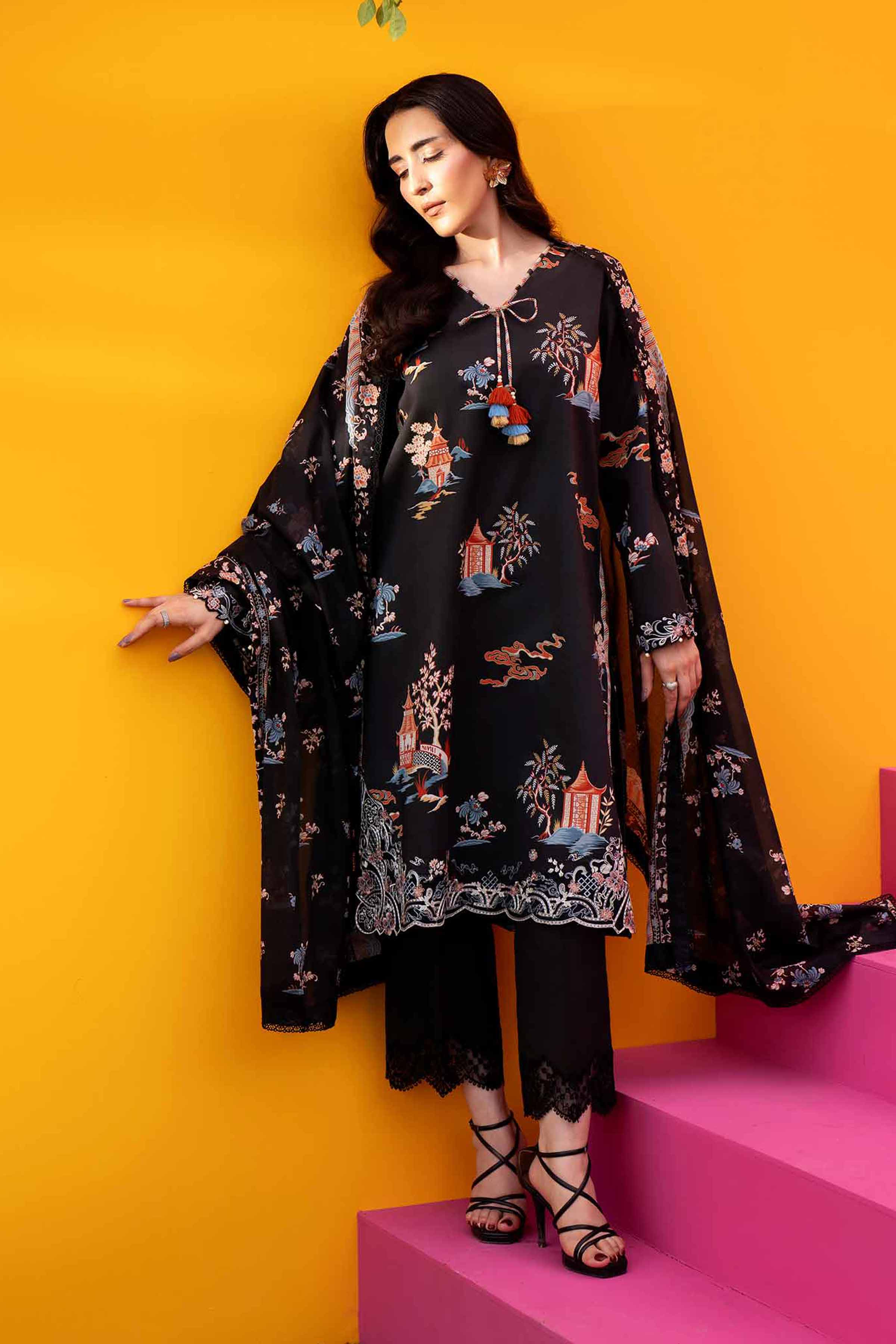 3 Piece - Printed Embroidered Suit - 42602020 Black Lawn 3PC Embroidered Nishat Australia