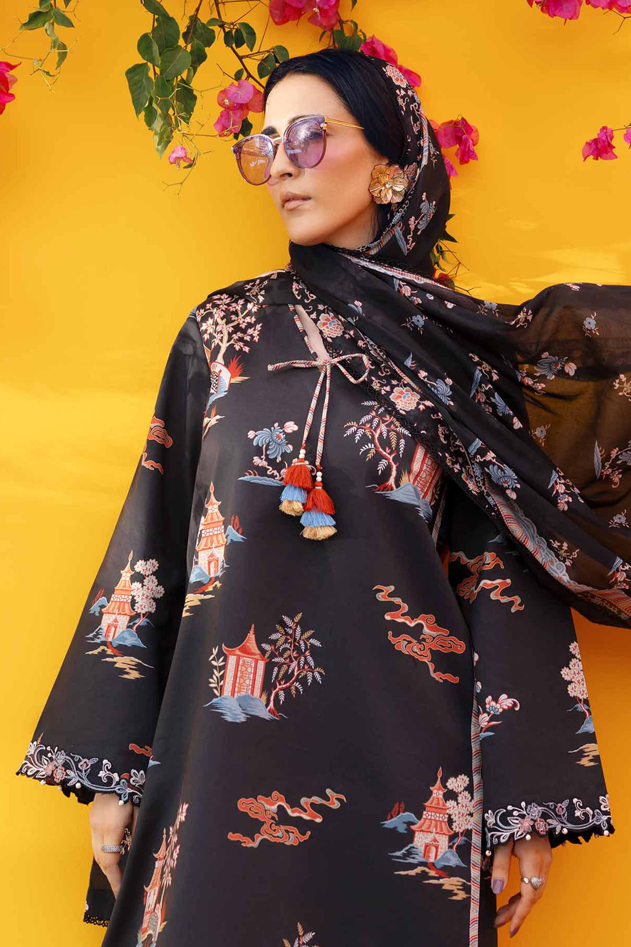 3 Piece - Printed Embroidered Suit - 42602020 Black Lawn 3PC Embroidered Nishat Australia