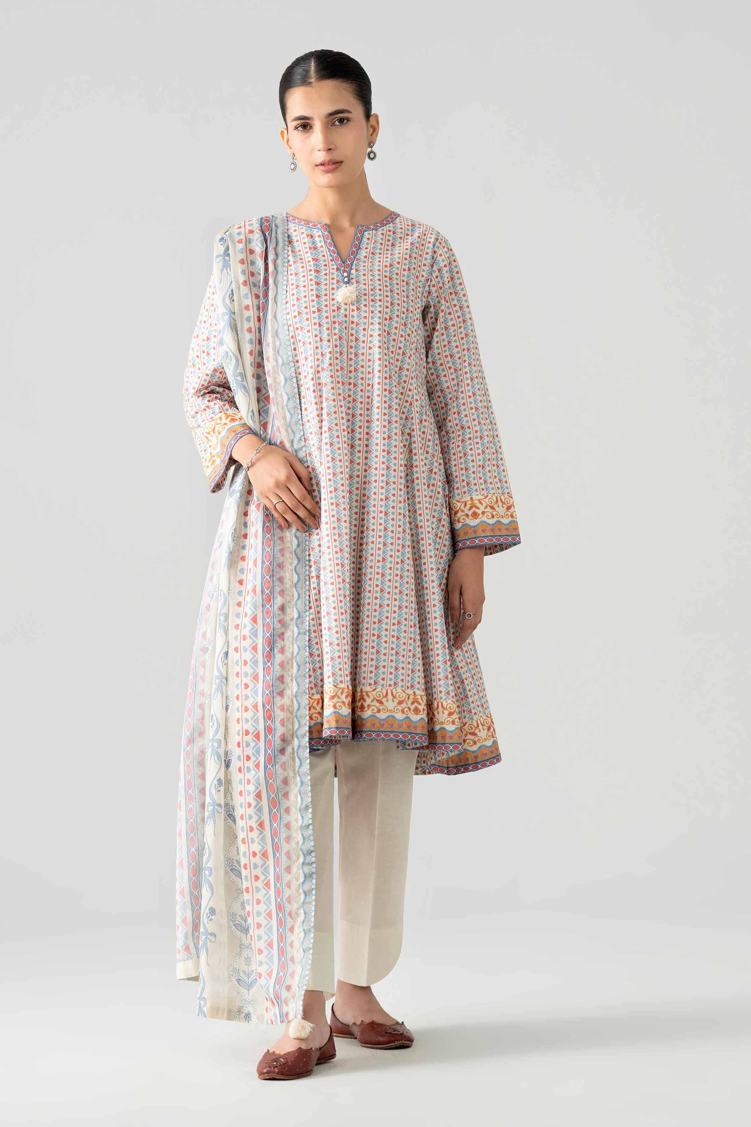 3 Piece - Printed Suit - 42602026 Beige Lawn 3PC Printed Nishat Australia
