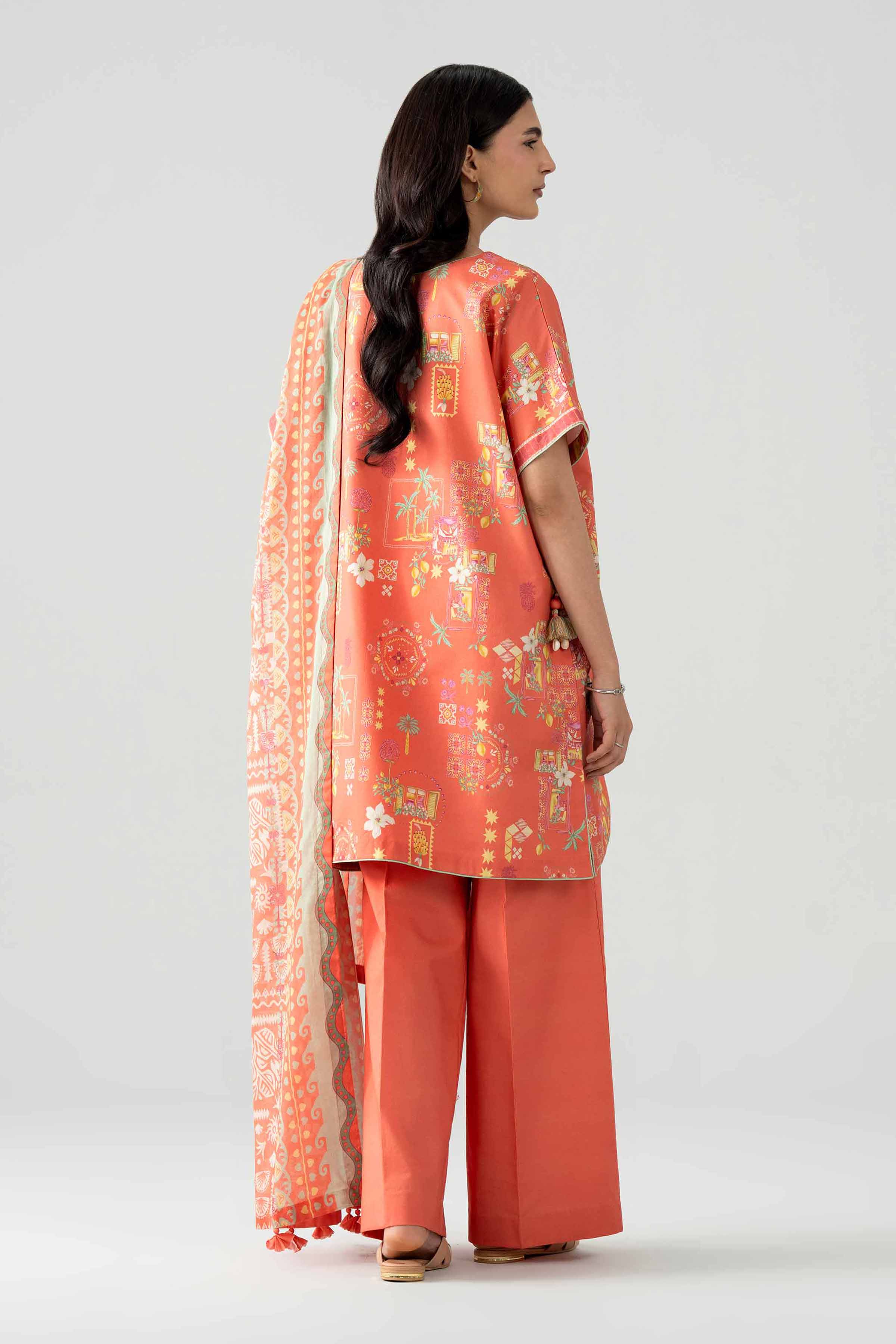 3 Piece - Printed Suit - 42602028 Orange Lawn 3PC Printed Nishat Australia