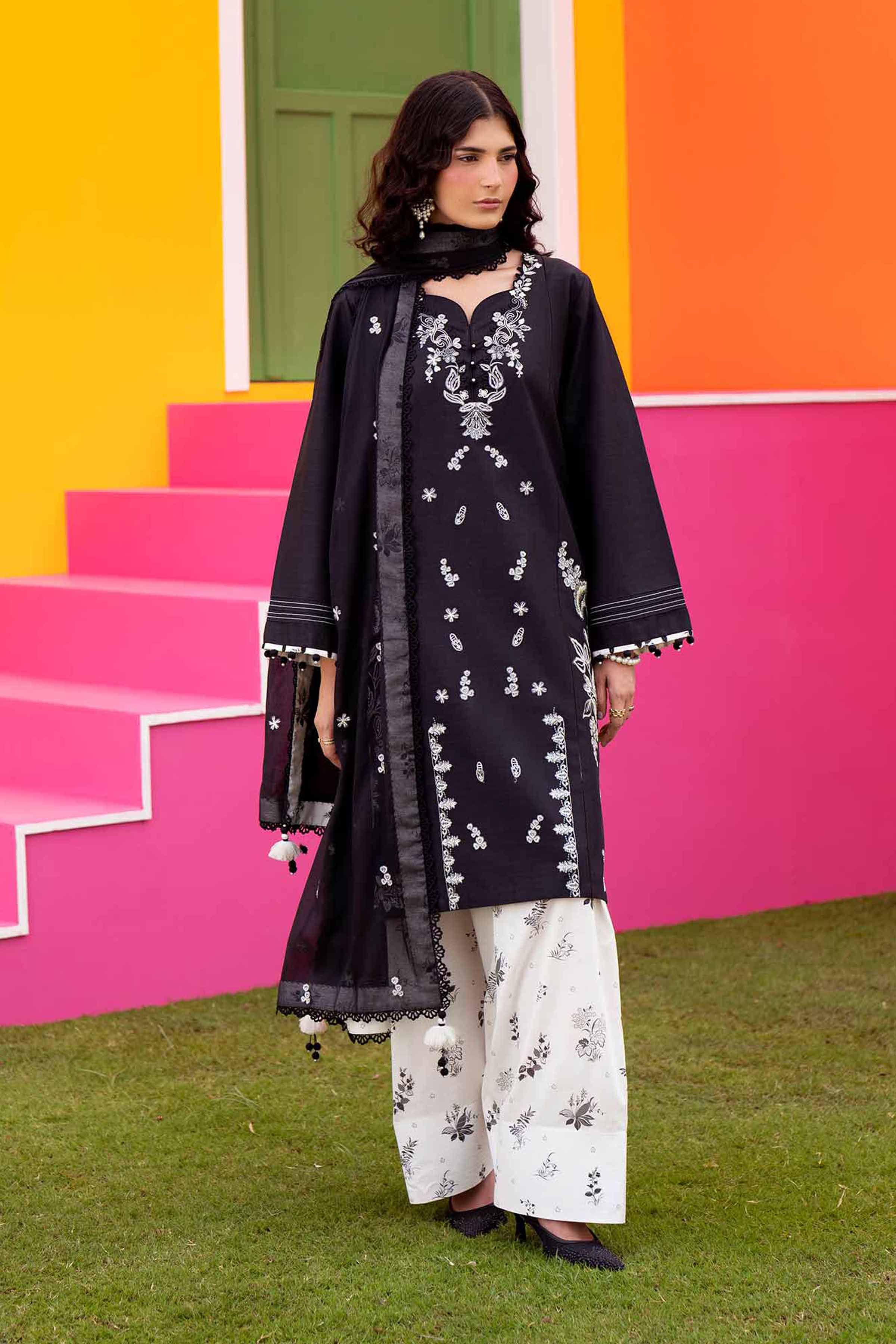 3 Piece - Printed Embroidered Suit - 42602040 Black Lawn 3PC Embroidered Nishat Australia