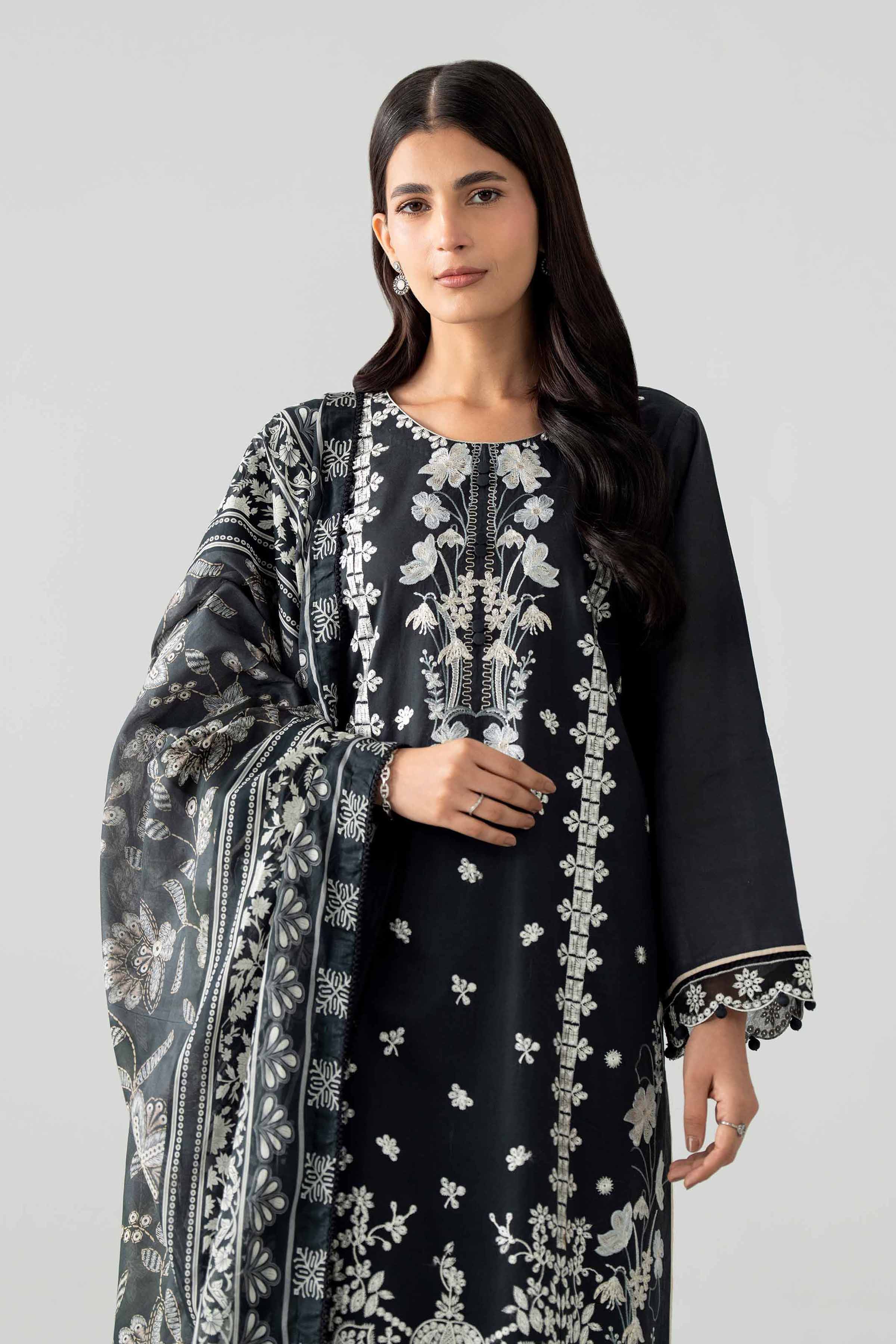 3 Piece - Digital Printed Embroidered Suit - 42602045 Black Dobby 3PC Embroidered Nishat Australia