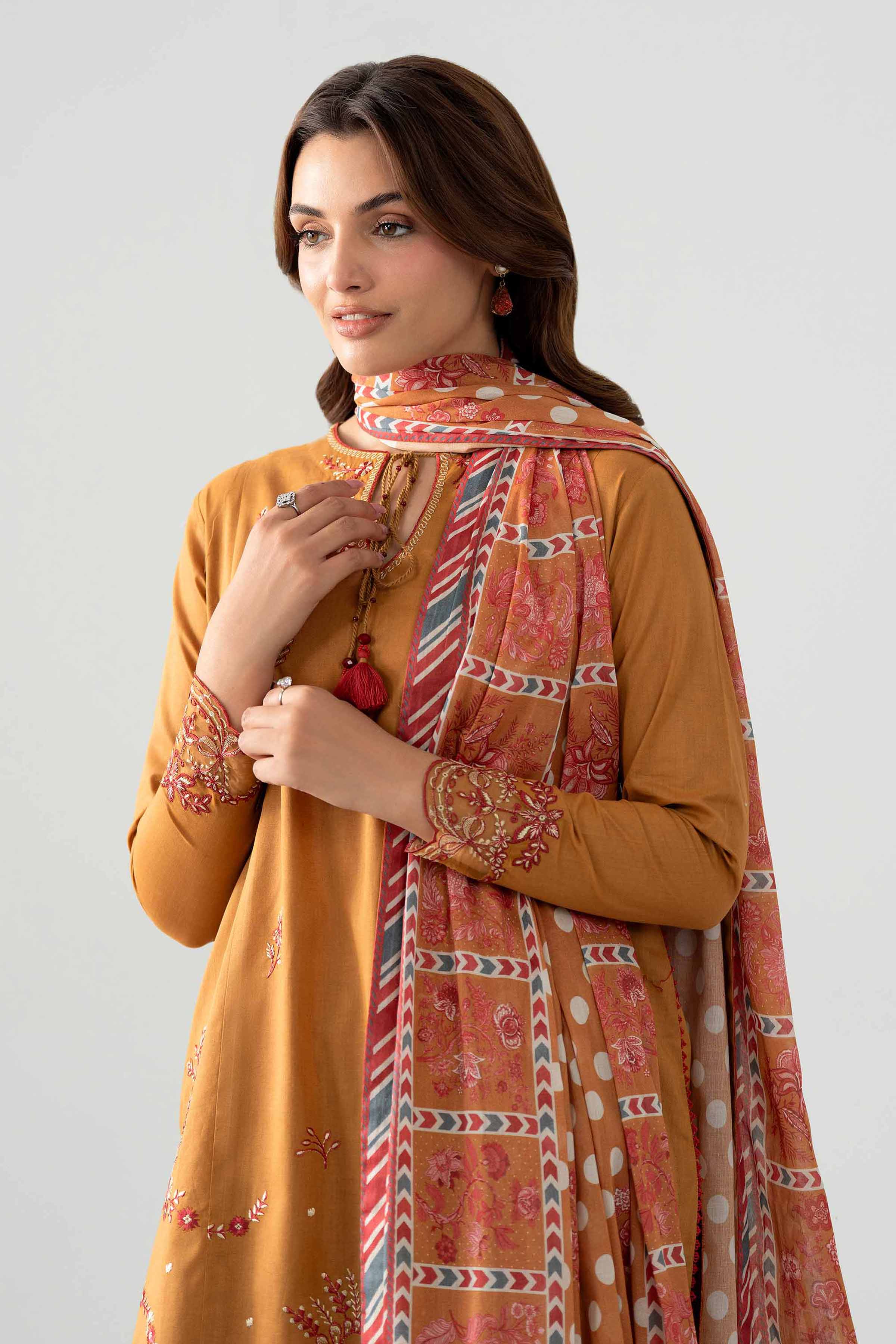 3 Piece - Digital Printed Embroidered Suit - 42602047 Brown Dobby 3PC Embroidered Nishat Australia