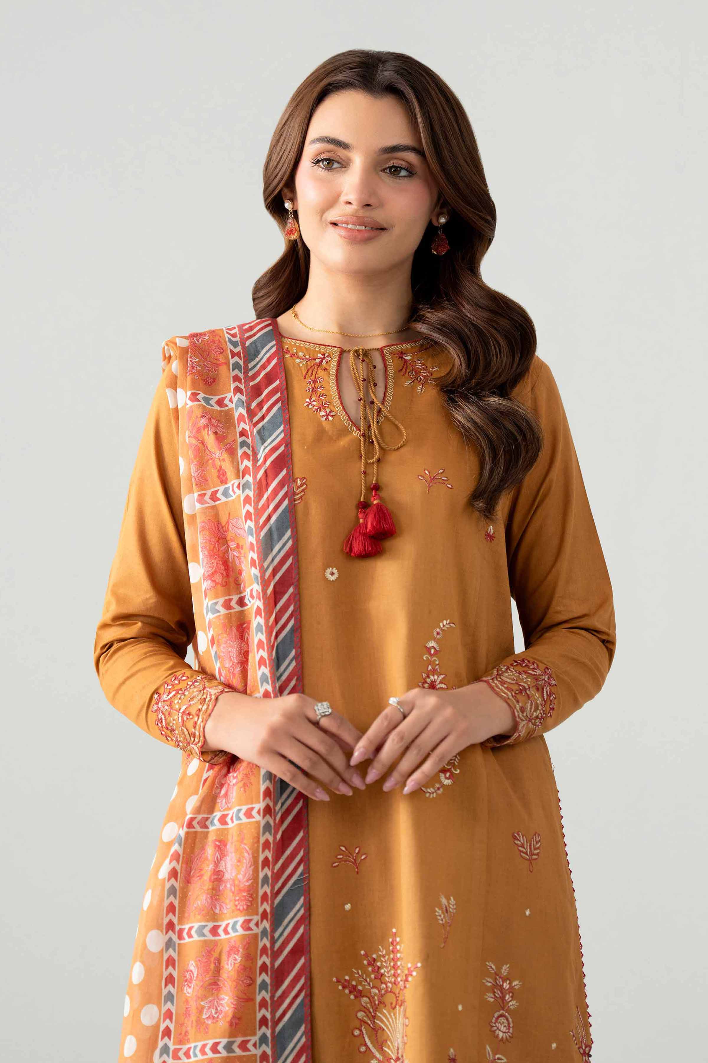 3 Piece - Digital Printed Embroidered Suit - 42602047 Brown Dobby 3PC Embroidered Nishat Australia