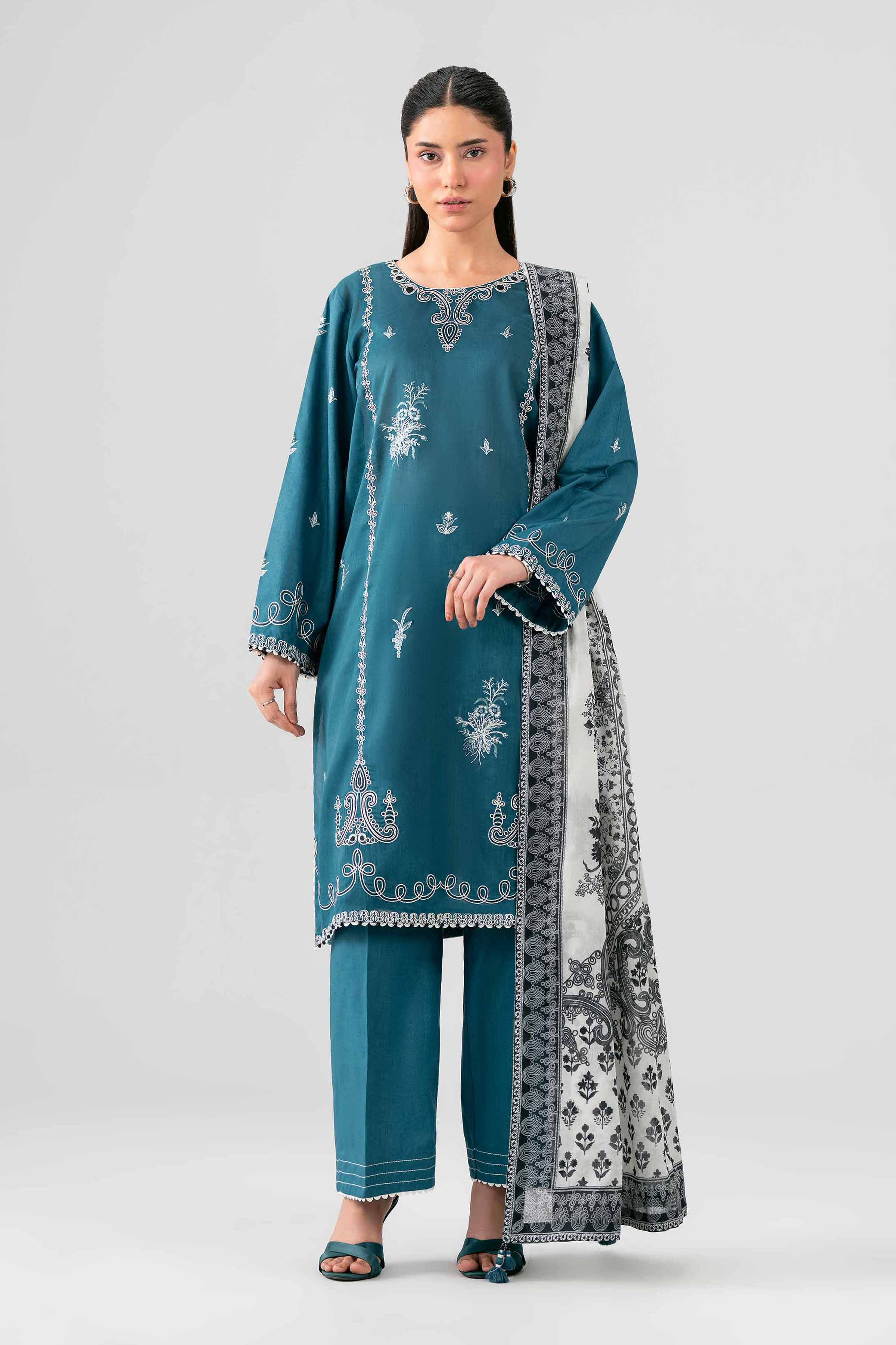 3 Piece - Digital Printed Embroidered Suit - 42602048 Green Dobby 3PC Embroidered Nishat Australia