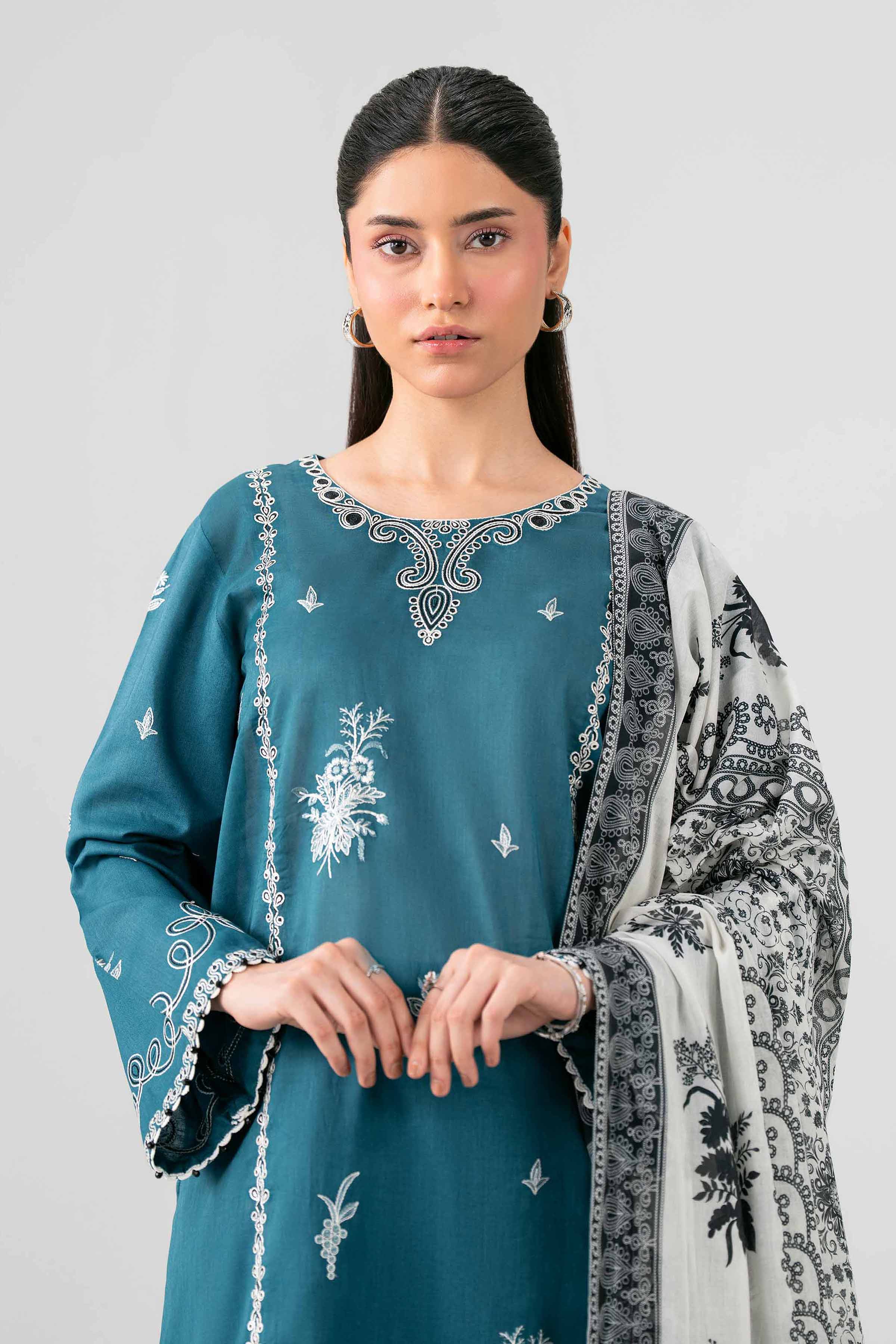 3 Piece - Digital Printed Embroidered Suit - 42602048 Green Dobby 3PC Embroidered Nishat Australia