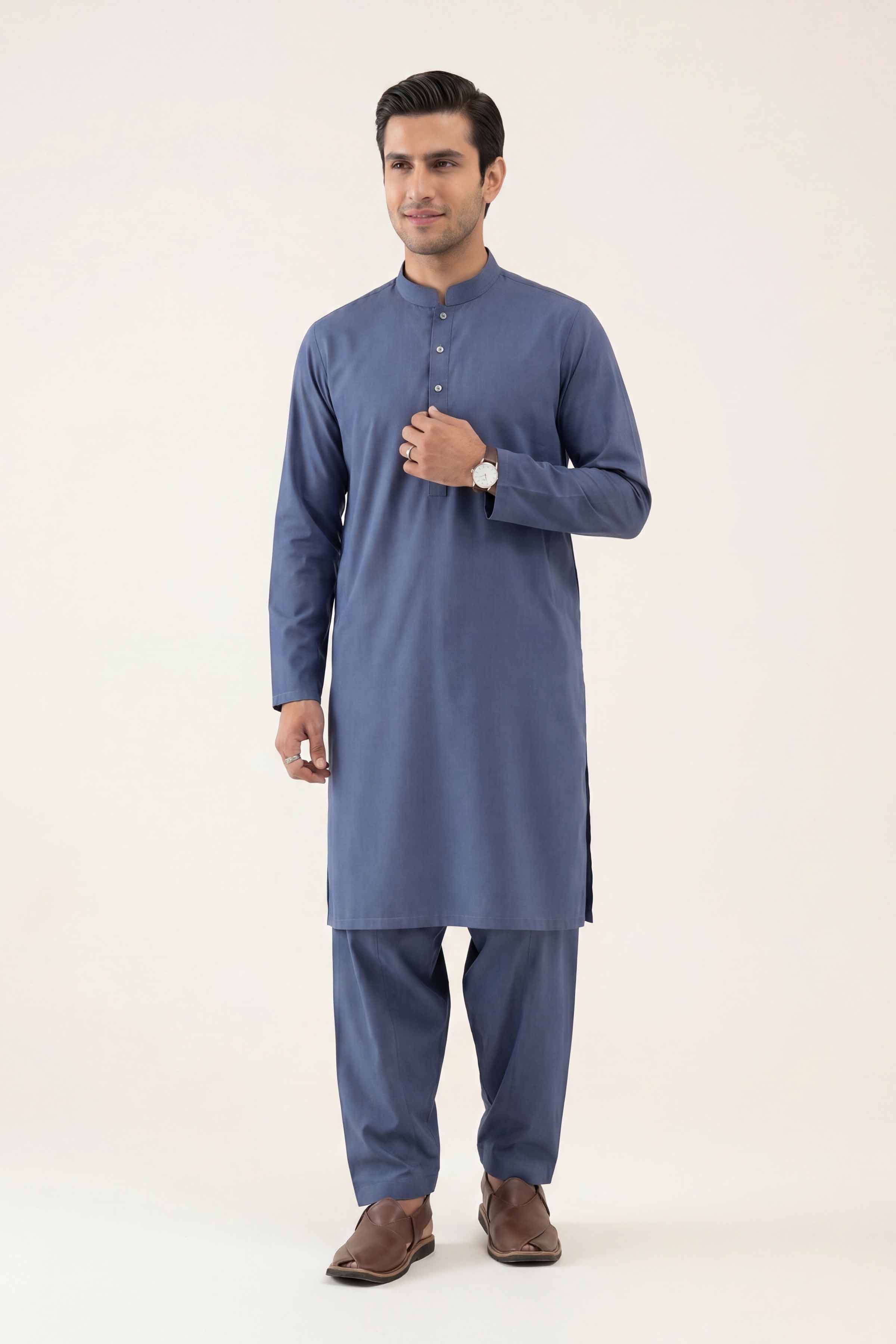 2 Piece - Naqsh Suit - 42608005 Grey Cotton 2PC Non-Embroidered Nishat Australia