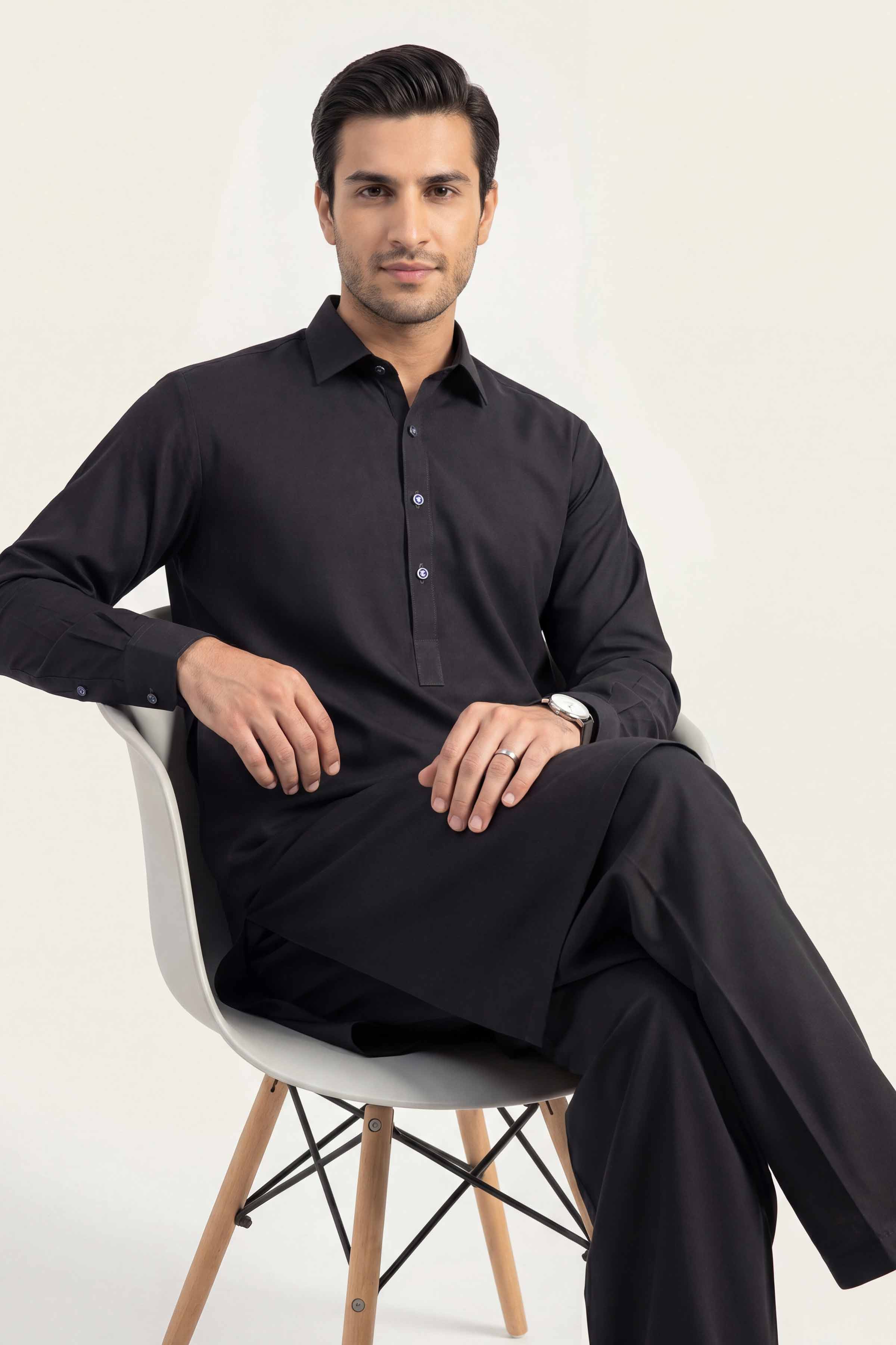 2 Piece - Naqsh Suit - 42608007 Black Latha 2PC Non-Embroidered Nishat Australia