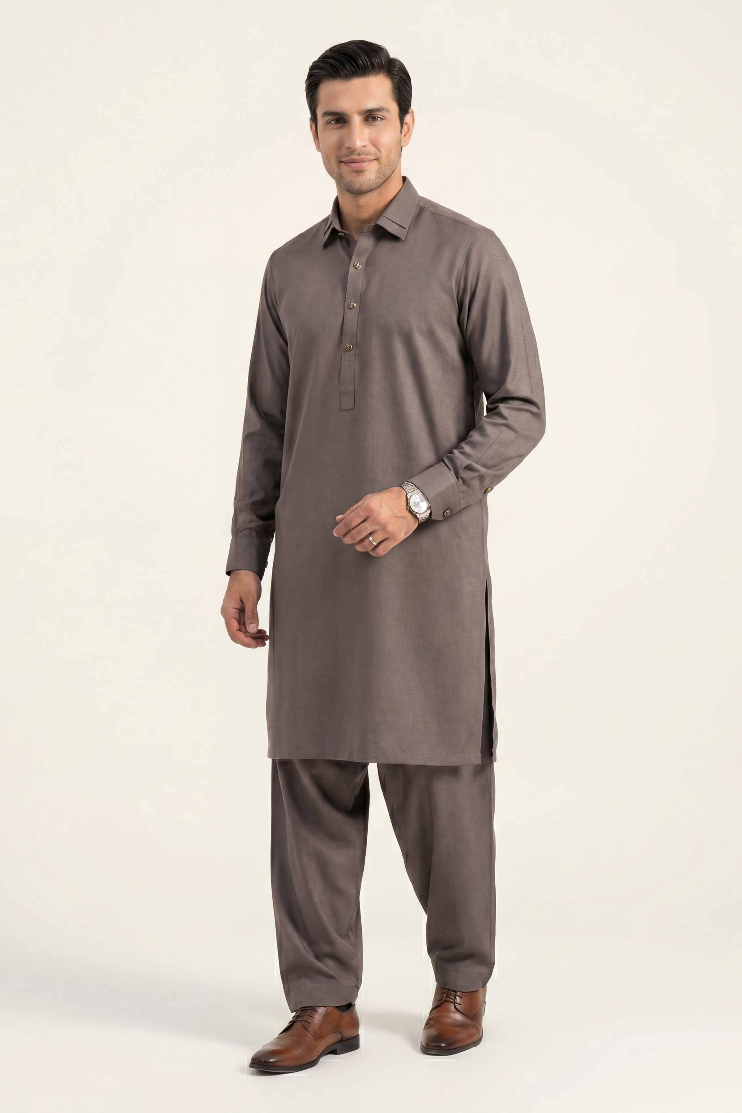 2 Piece - Naqsh Suit - 42608017 Grey Cotton 2PC Non-Embroidered Nishat Australia
