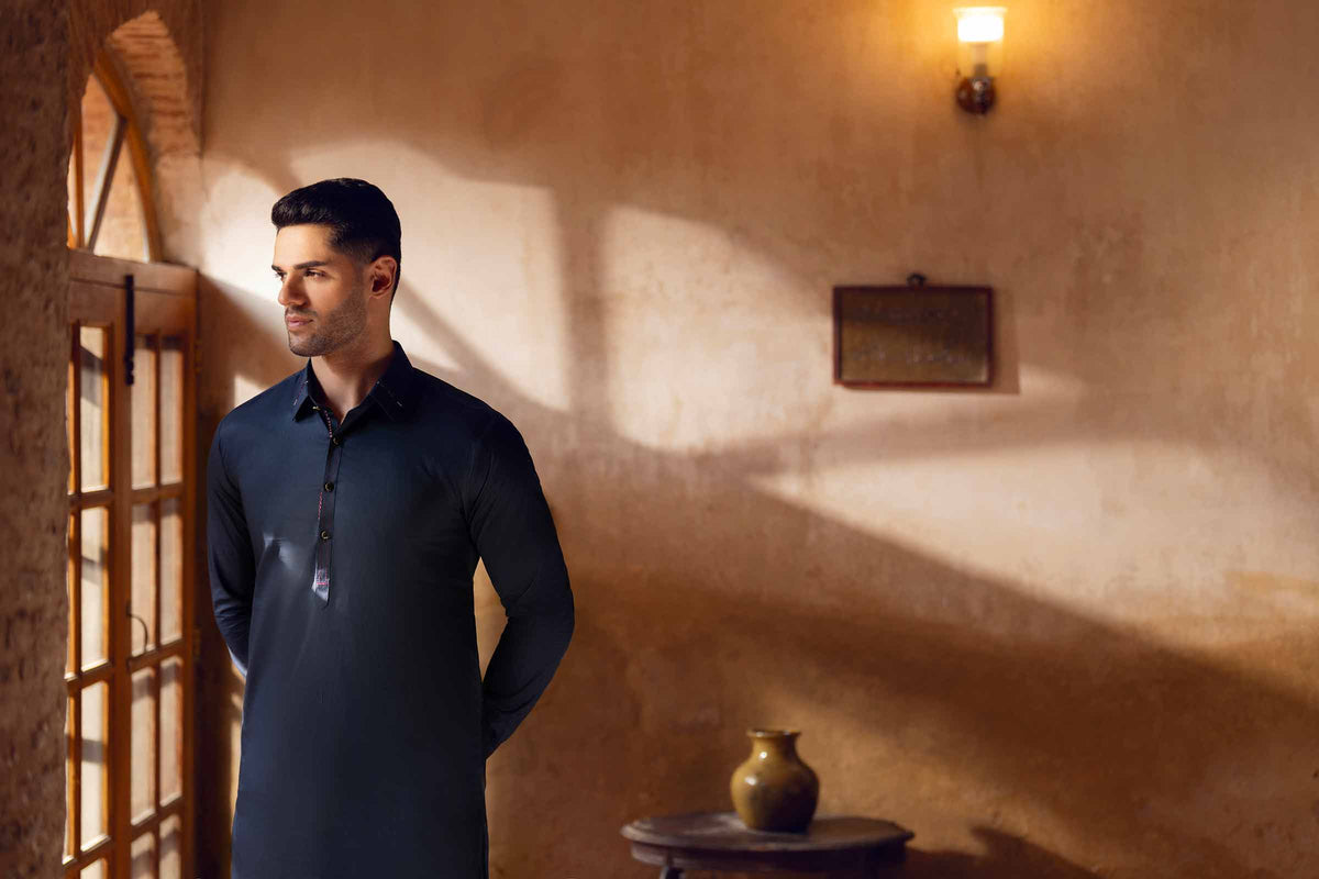 2 Piece - Naqsh Suit - 42608021 Navy Cotton 2PC Non-Embroidered Nishat Australia