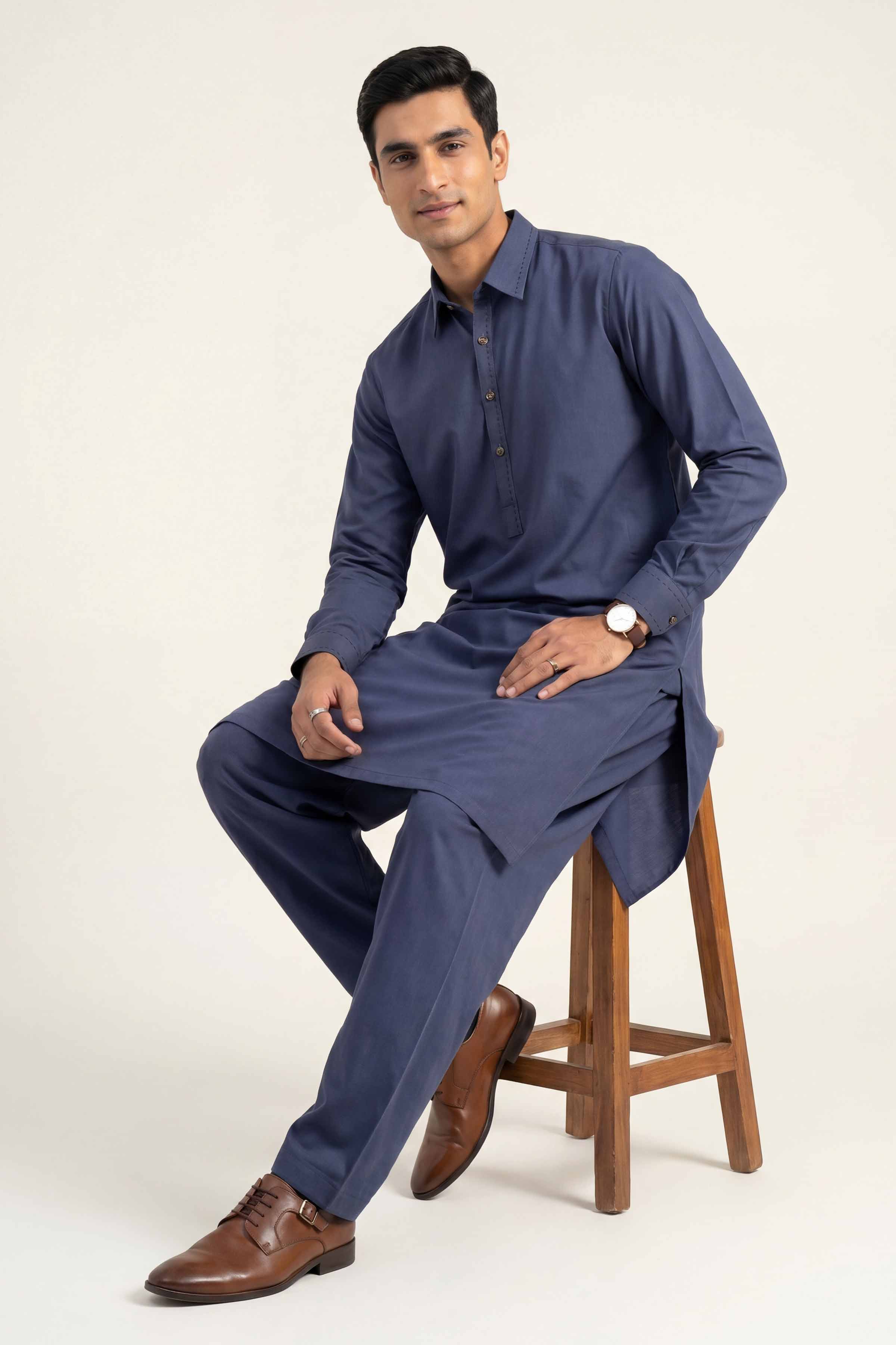 2 Piece - Naqsh Suit - 42608029 Blue Cotton 2PC Non-Embroidered Nishat Australia