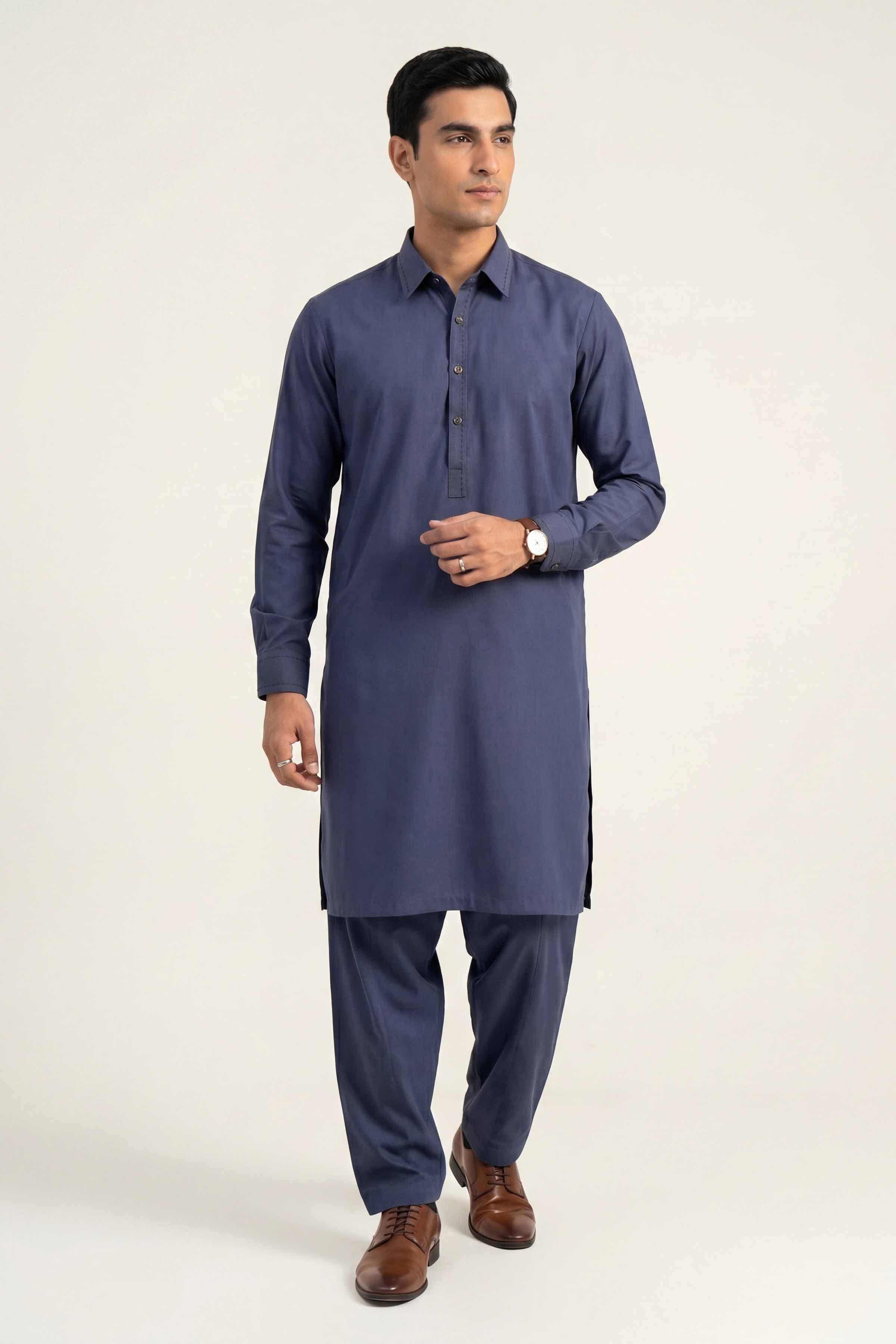 2 Piece - Naqsh Suit - 42608029 Blue Cotton 2PC Non-Embroidered Nishat Australia