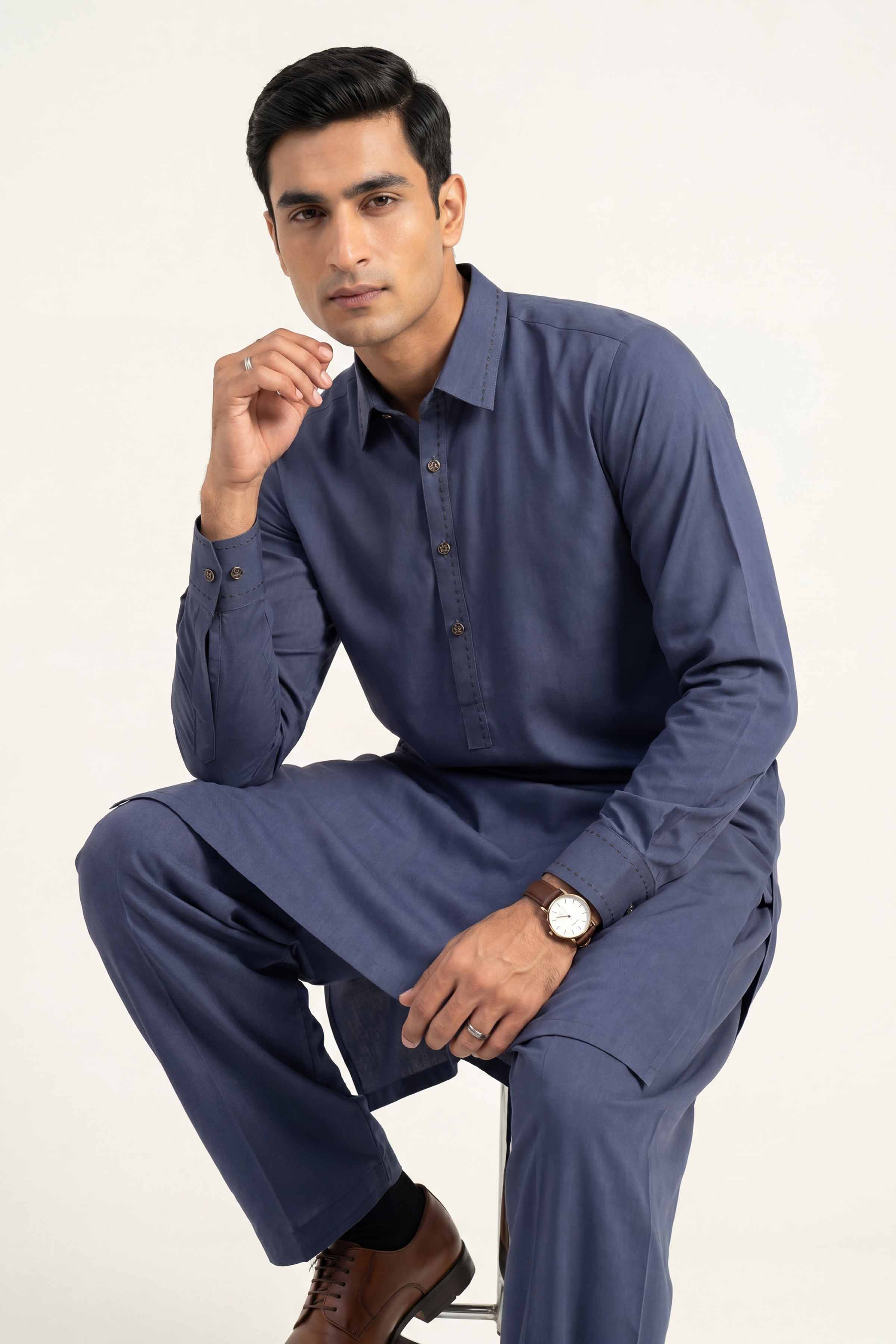 2 Piece - Naqsh Suit - 42608029 Blue Cotton 2PC Non-Embroidered Nishat Australia