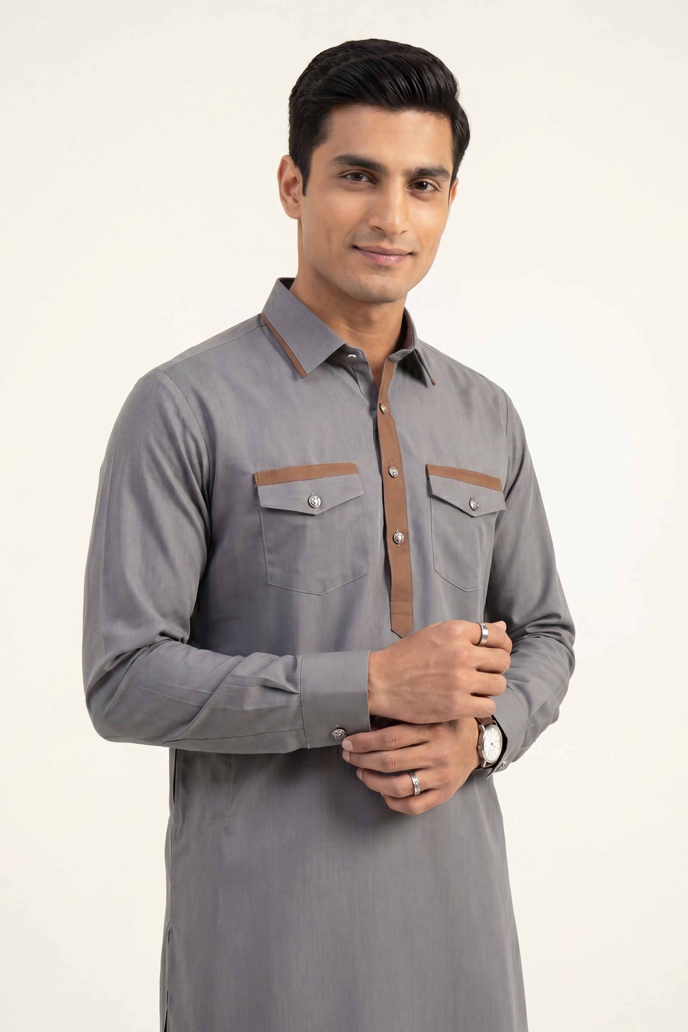 2 Piece - Naqsh Suit - 42608037 Grey Latha 2PC Non-Embroidered Nishat Australia