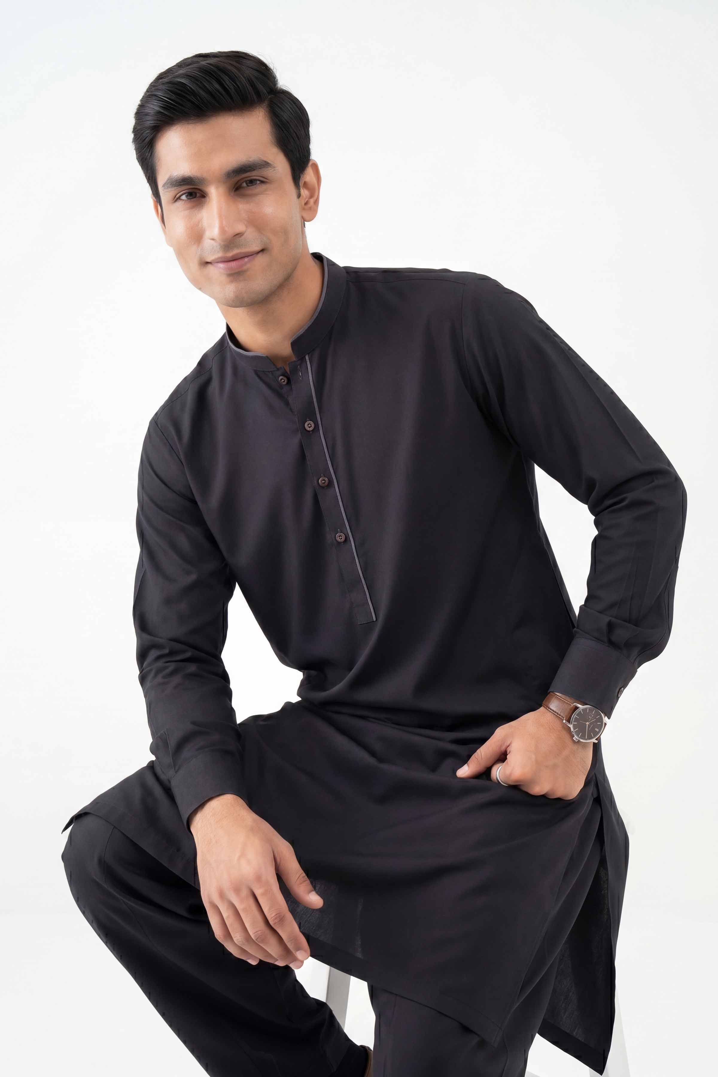 2 Piece - Naqsh Suit - 42608045 Black Latha 2PC Non-Embroidered Nishat Australia