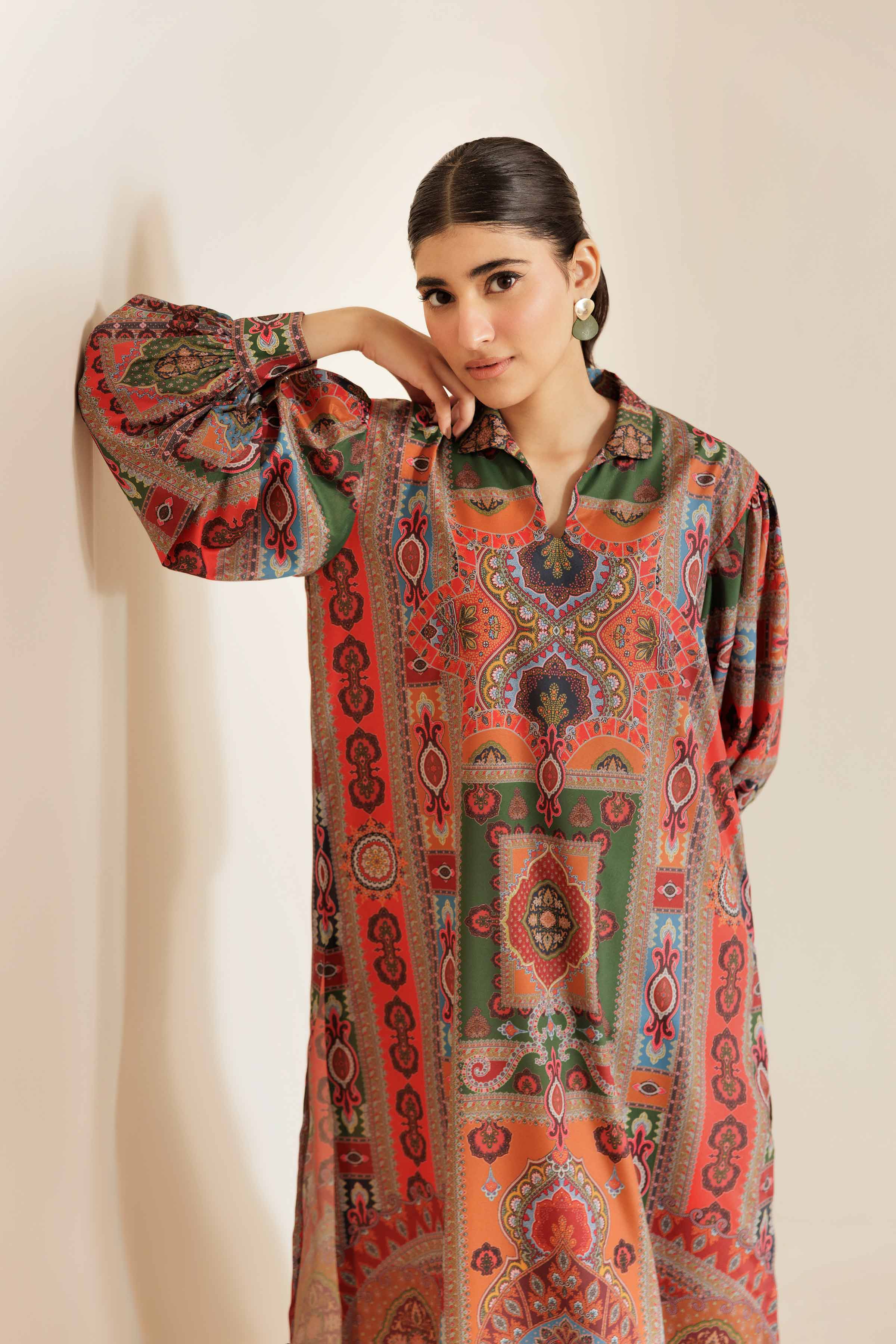 Printed Tunic - AS25-103 Multi Silk 1PC Solids