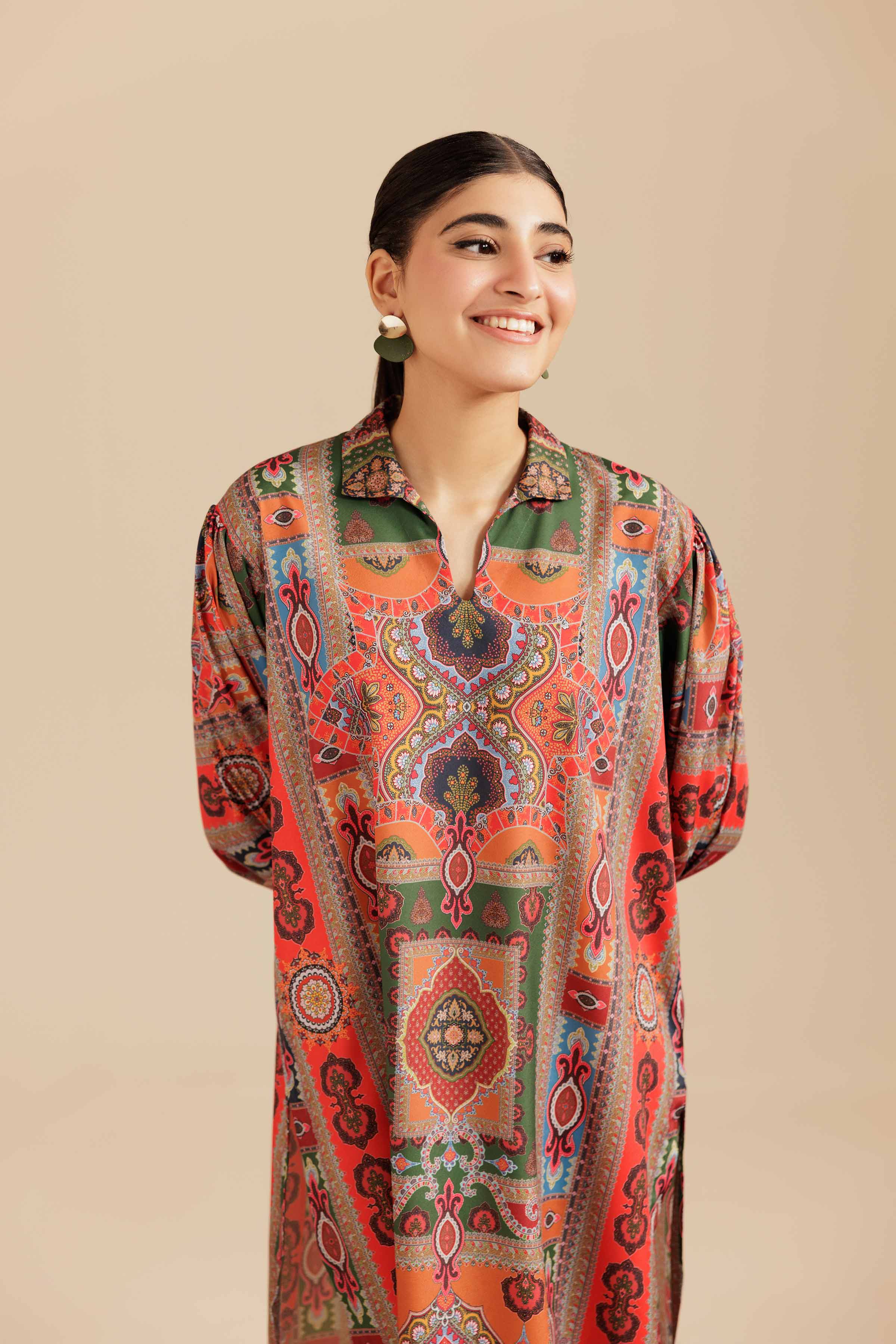 Printed Tunic - AS25-103 Multi Silk 1PC Solids