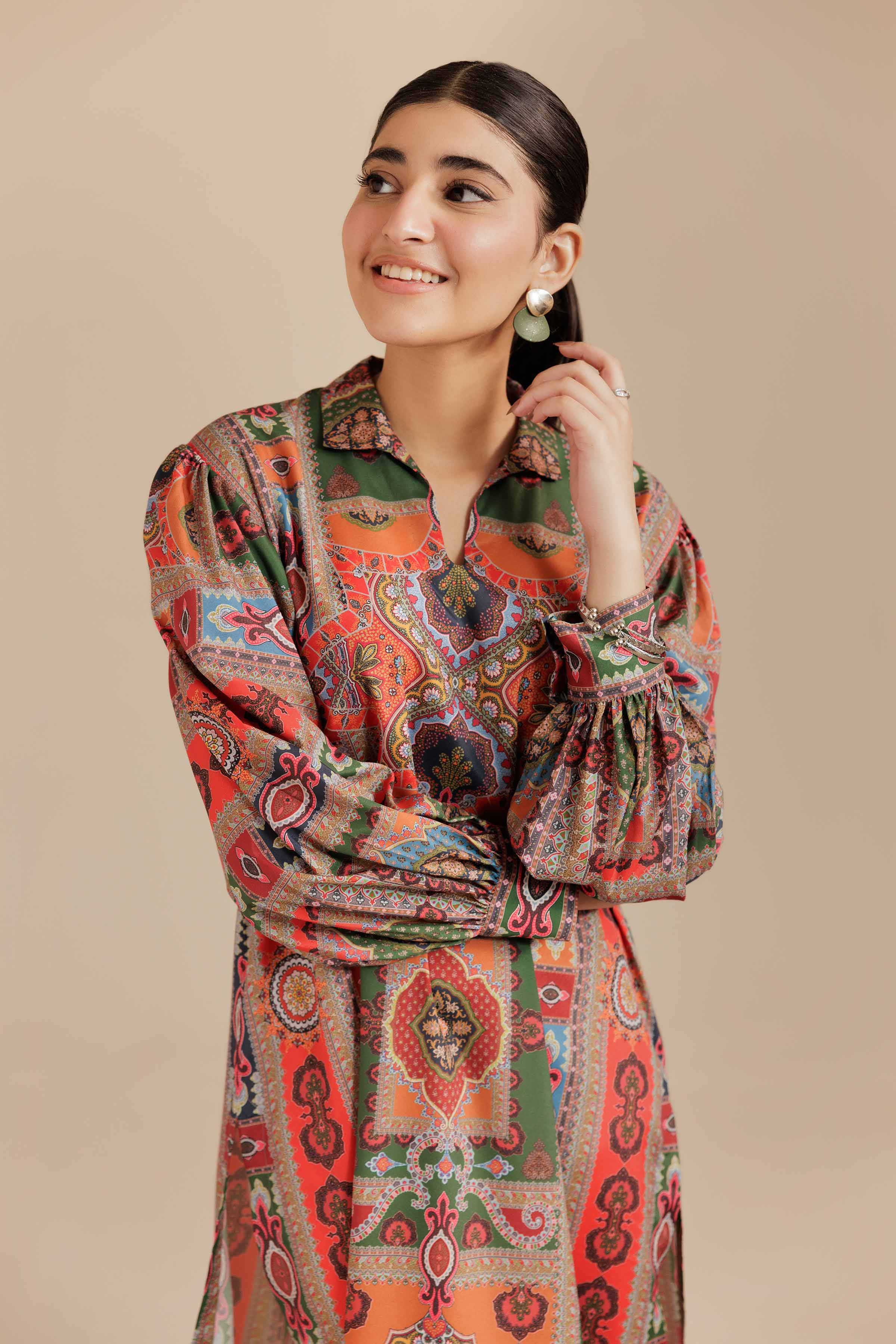 Printed Tunic - AS25-103 Multi Silk 1PC Solids