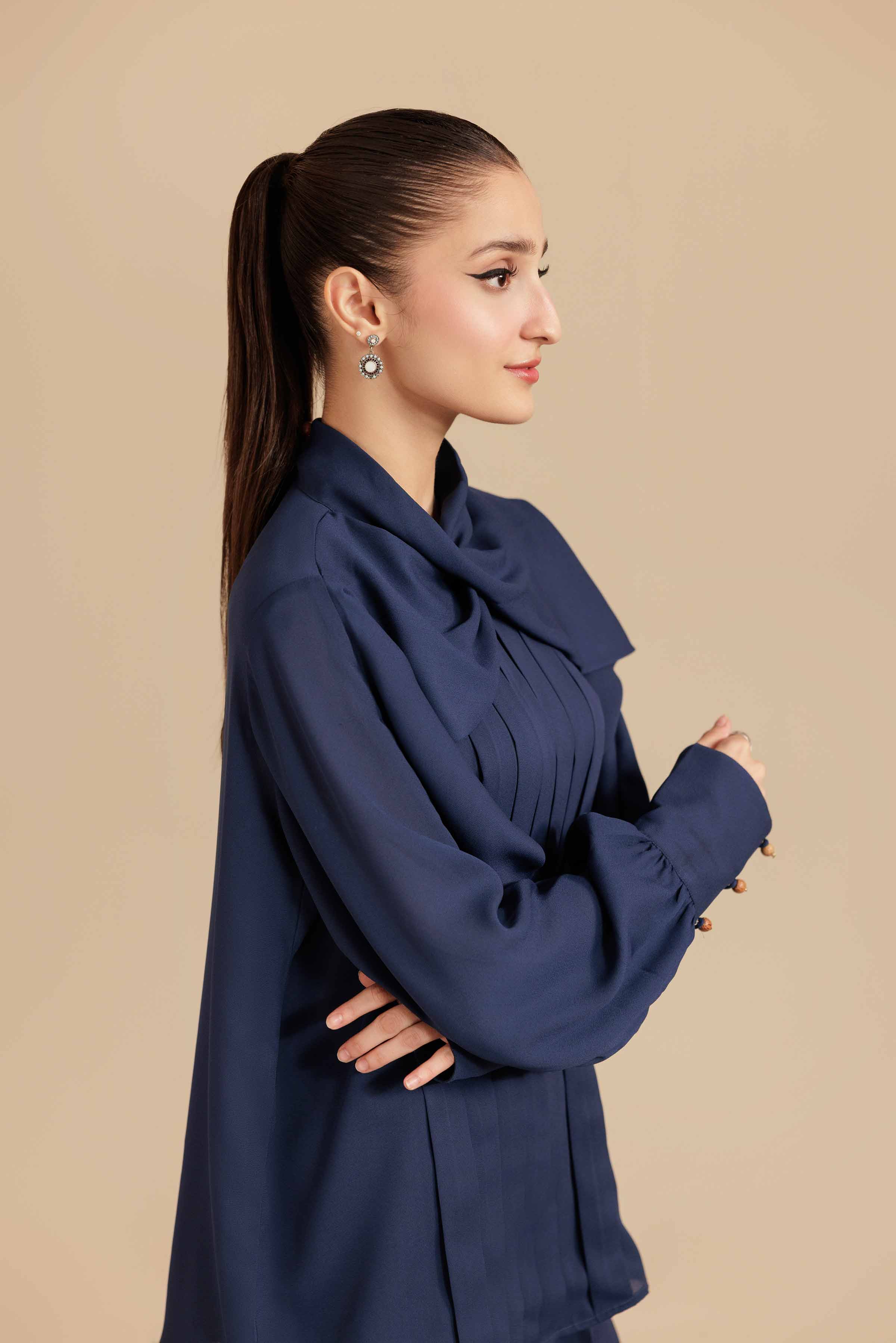 2 Piece - Basic Suit - AS25-110 READY TO WEAR Blue Georgette 2PC Solids
