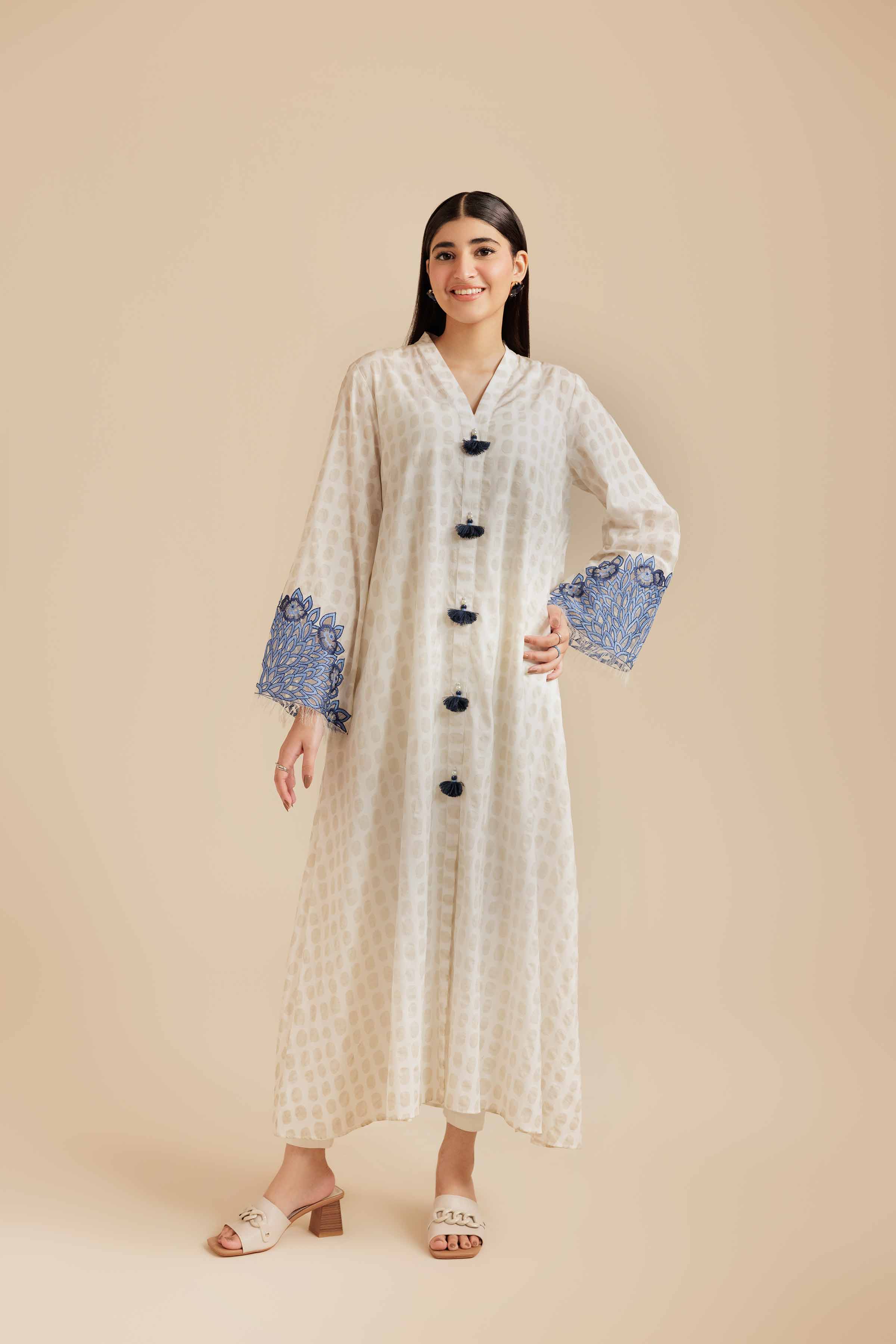 Embroidered Shirt - AS25-111 Ready To Wear White Burnout 1PC Embroidered