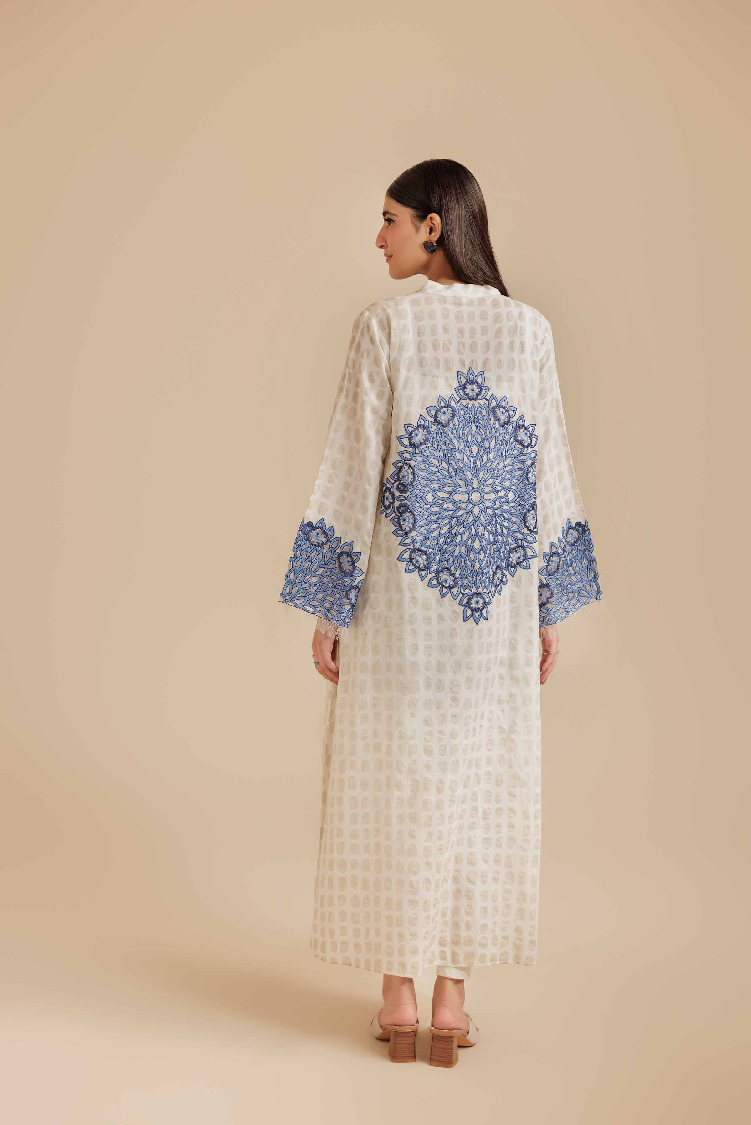 Embroidered Shirt - AS25-111 Ready To Wear White Burnout 1PC Embroidered