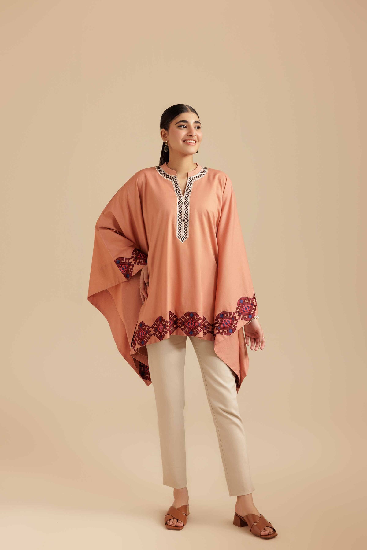 Embroidered Tunic - AS25-112 Red Cambric 1PC Embroidered Nishat Australia