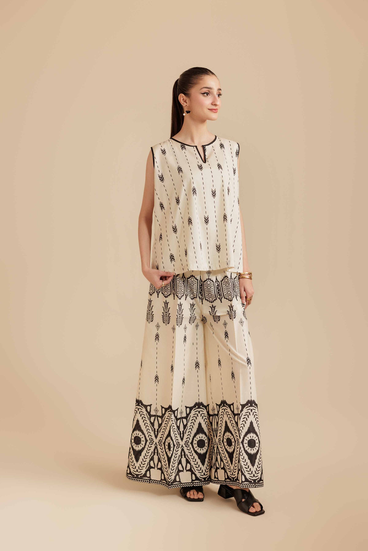 2 Piece - Printed Suit - AS25-120 Beige Cambric 2PC Printed Nishat Australia