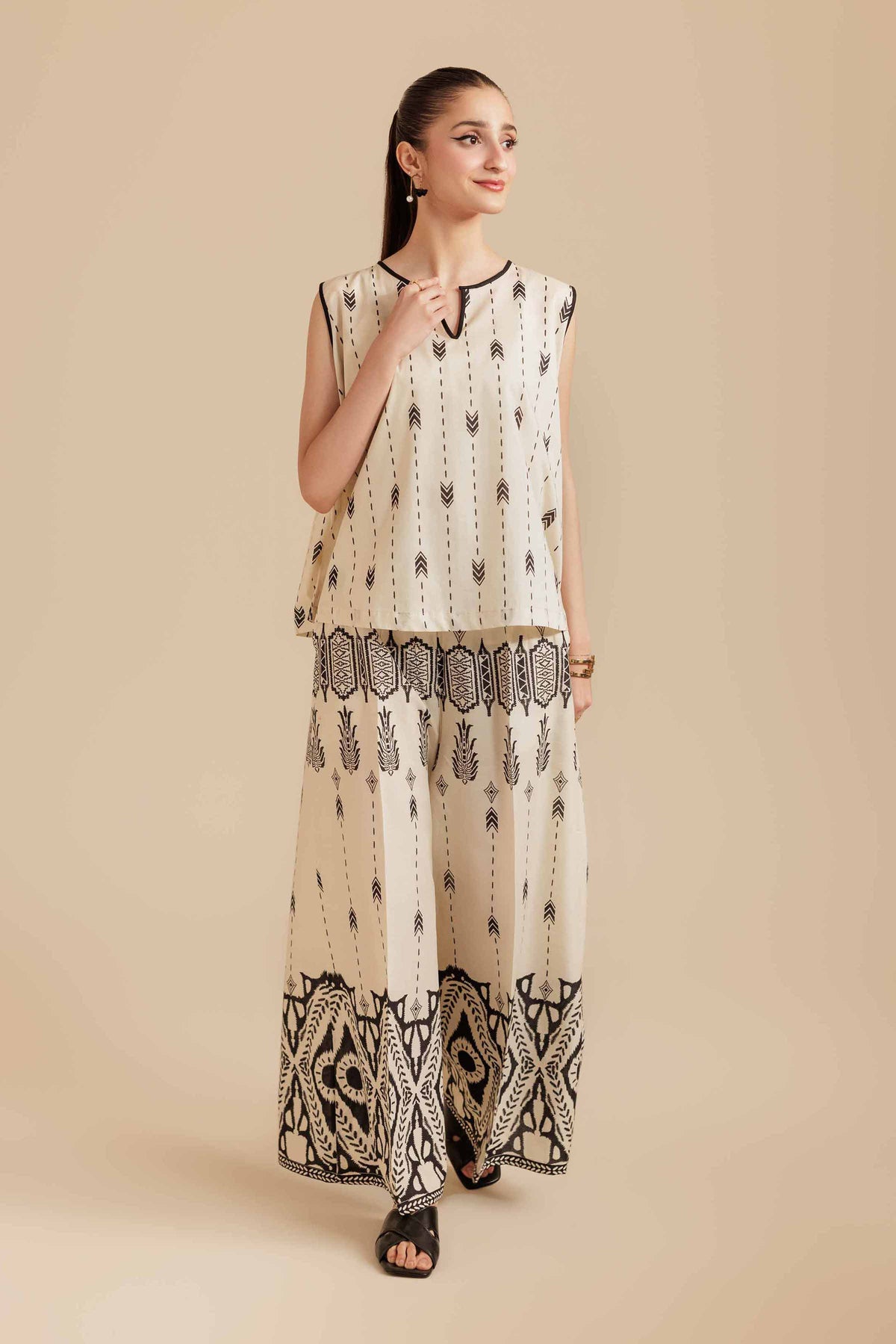 2 Piece - Printed Suit - AS25-120 Beige Cambric 2PC Printed Nishat Australia