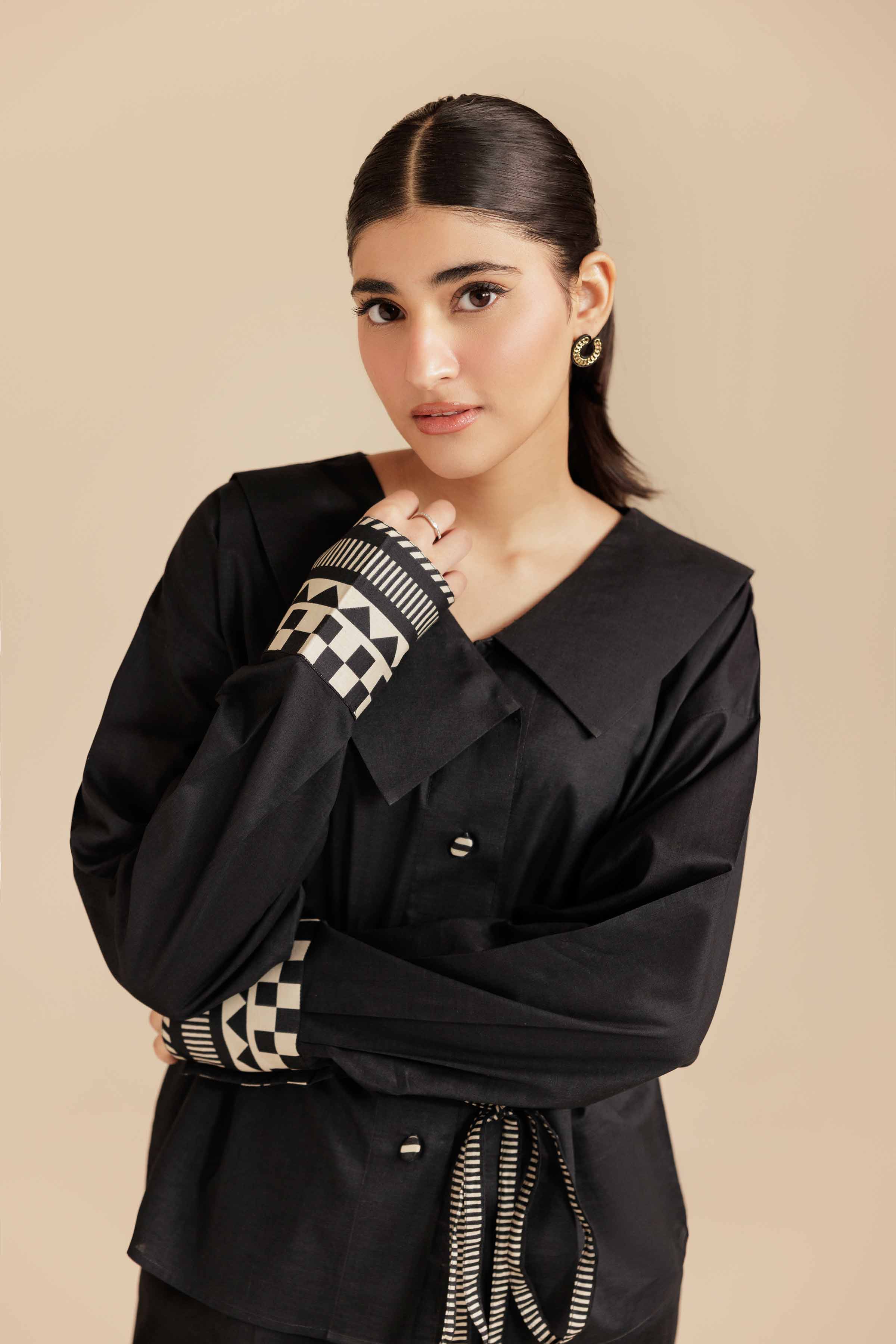 2 Piece - Printed Suit - AS25-121 Ready To Wear Black Cambric 2PC Printed