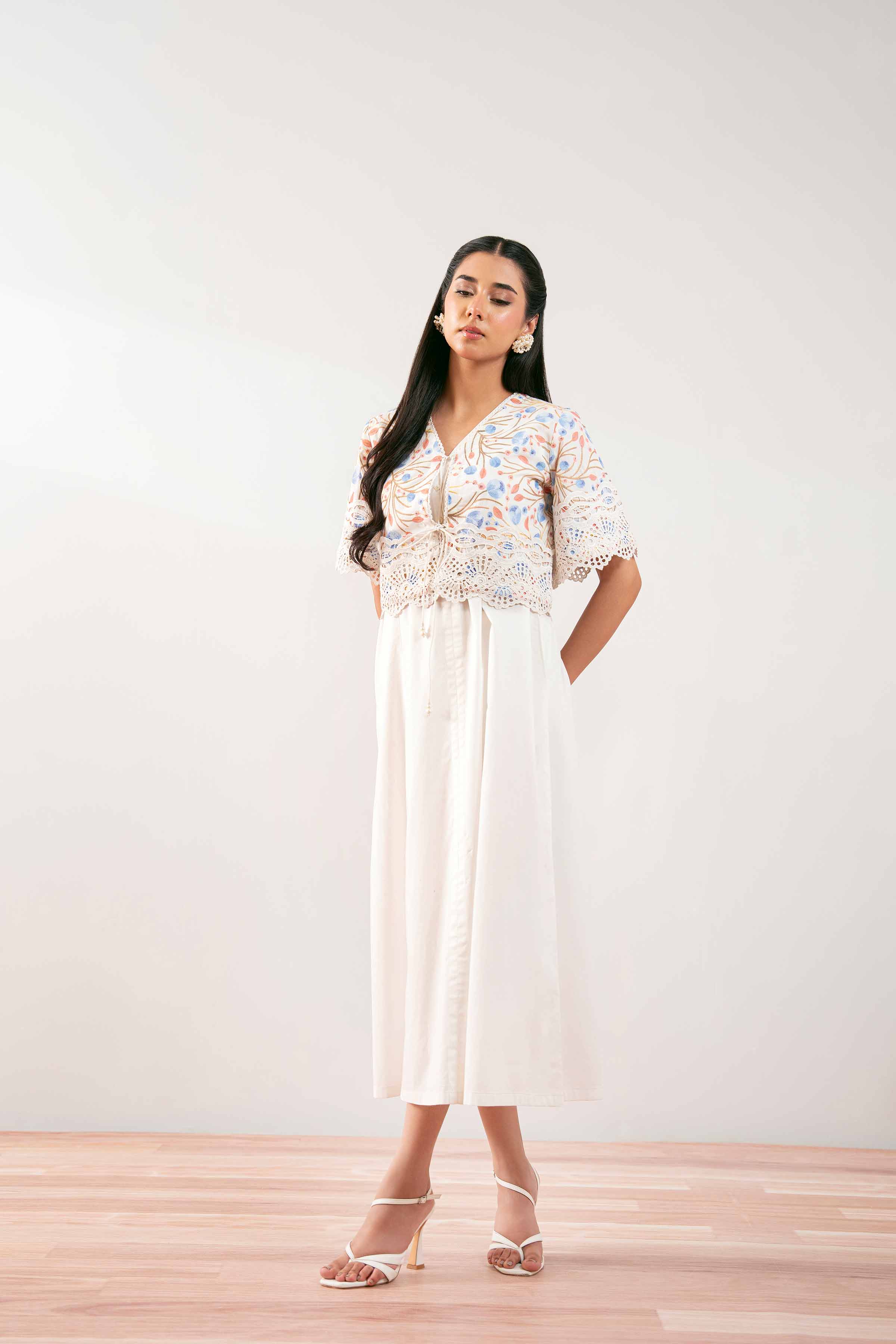 2 Piece - Basic Dress - AS25-72 READY TO WEAR White Cambric 2PC Solids