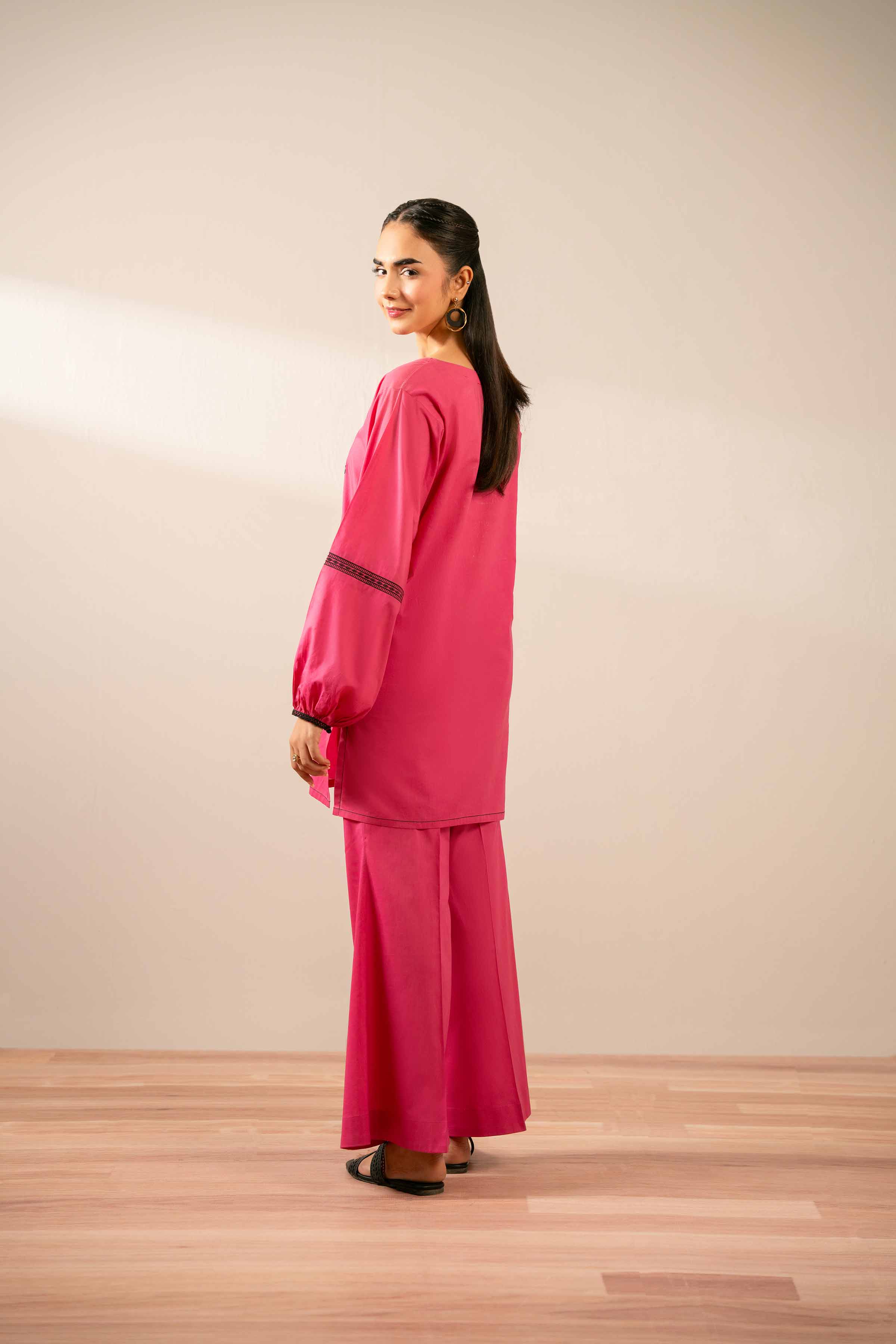 2 Piece - Embroidered Suit - AS25-84 Ready To Wear Pink Cambric 2PC Embroidered