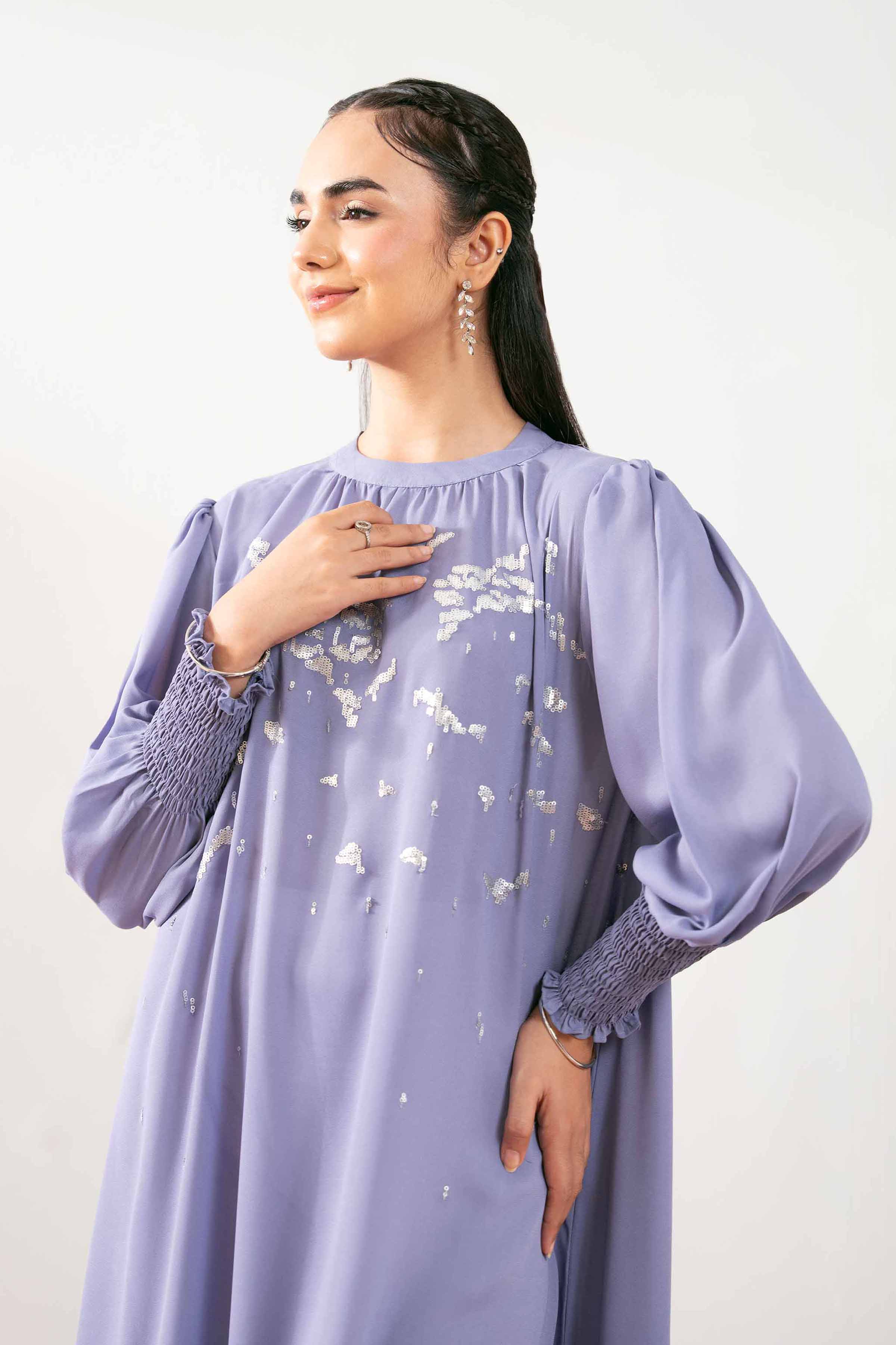 Embroidered Dress - AS25-88 READY TO WEAR Purple Georgette 1PC Embroidered