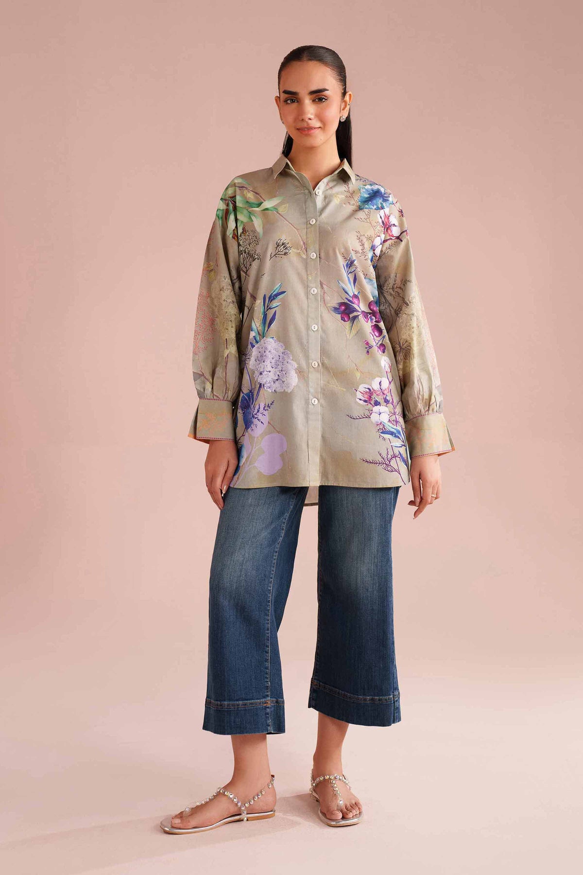 Printed Tunic - AS26-01 Green Cambric 1PC Printed Nishat Australia