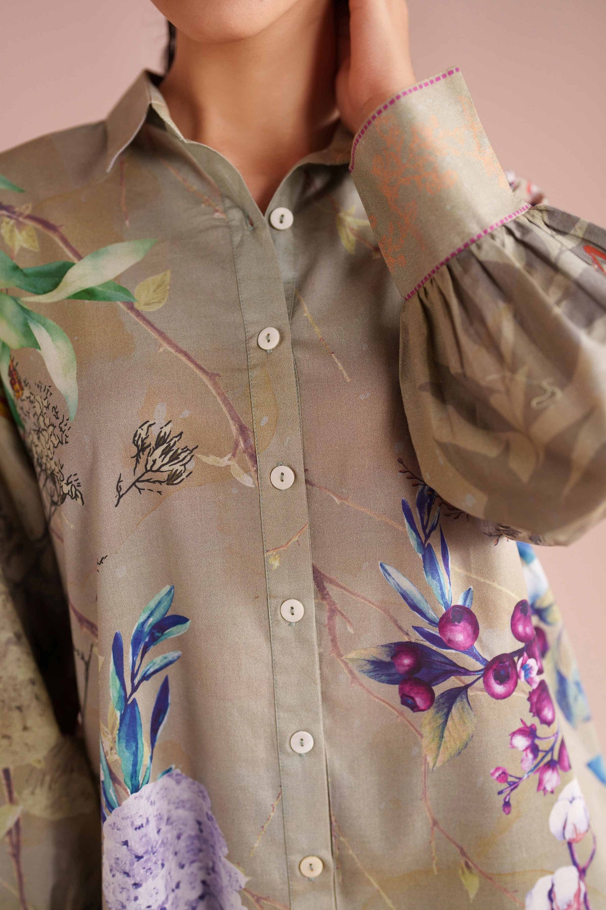 Printed Tunic - AS26-01 Green Cambric 1PC Printed Nishat Australia