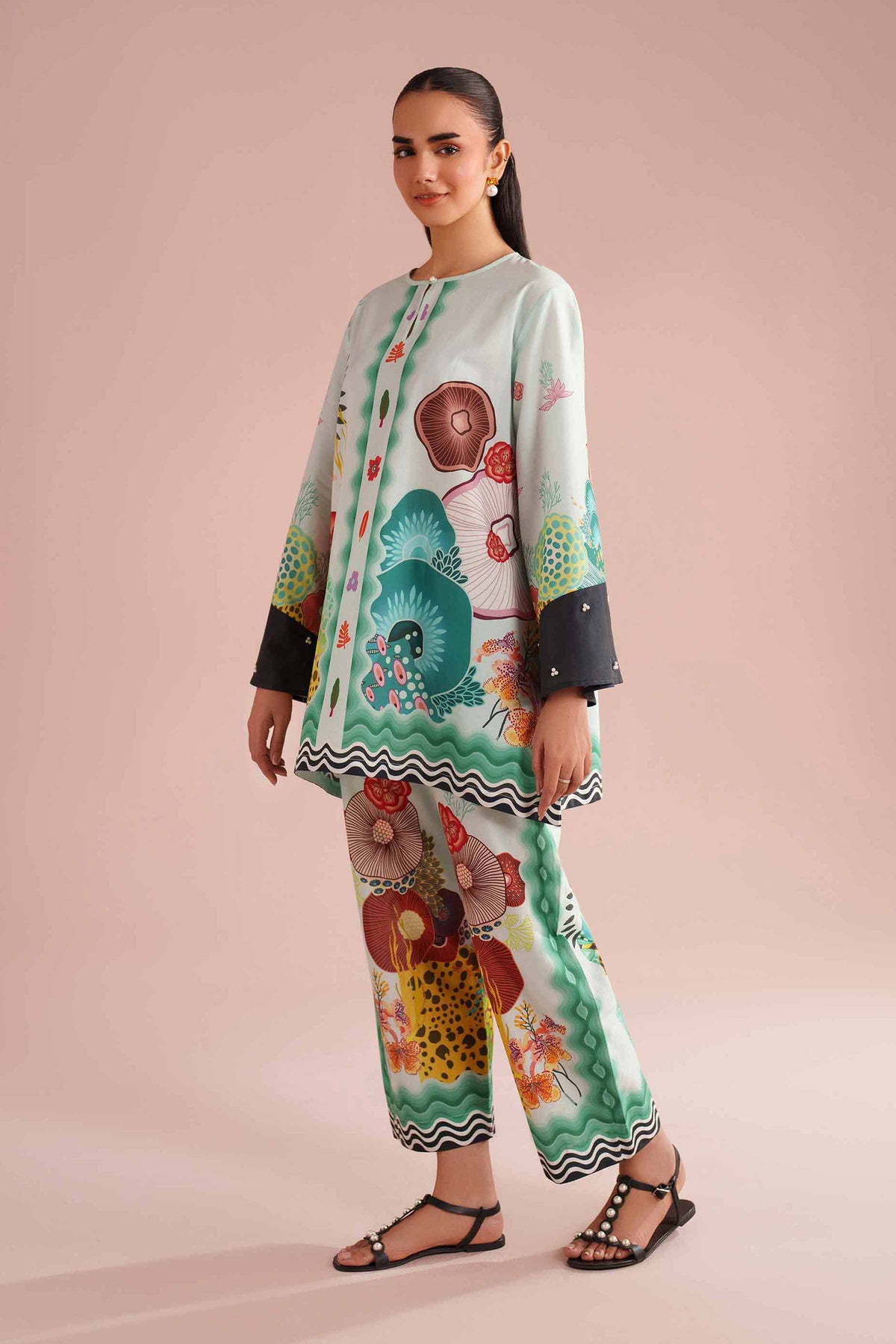 2 Piece - Printed Suit - AS26-02 Green Cambric 2PC Printed Nishat Australia