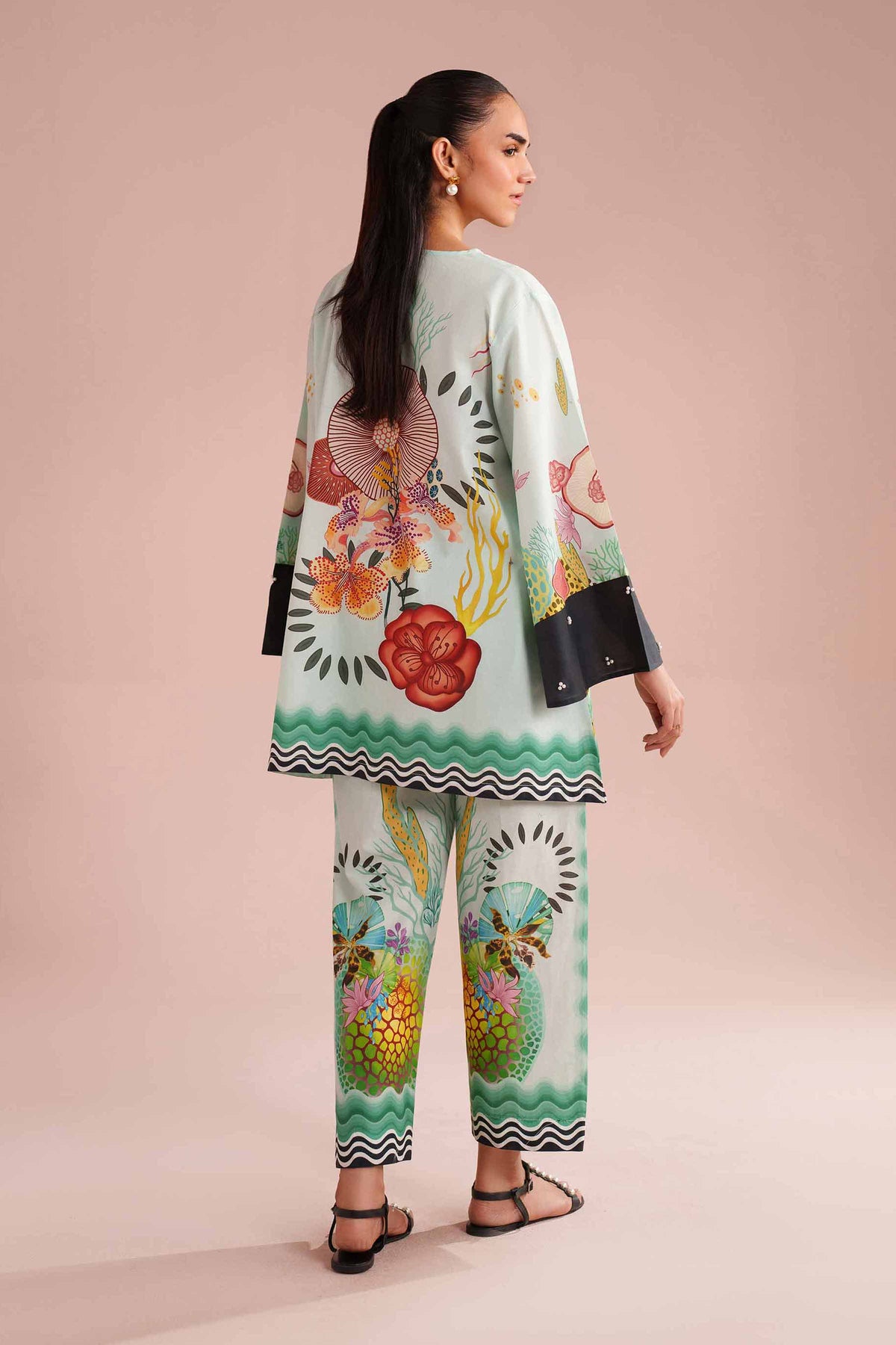2 Piece - Printed Suit - AS26-02 Green Cambric 2PC Printed Nishat Australia