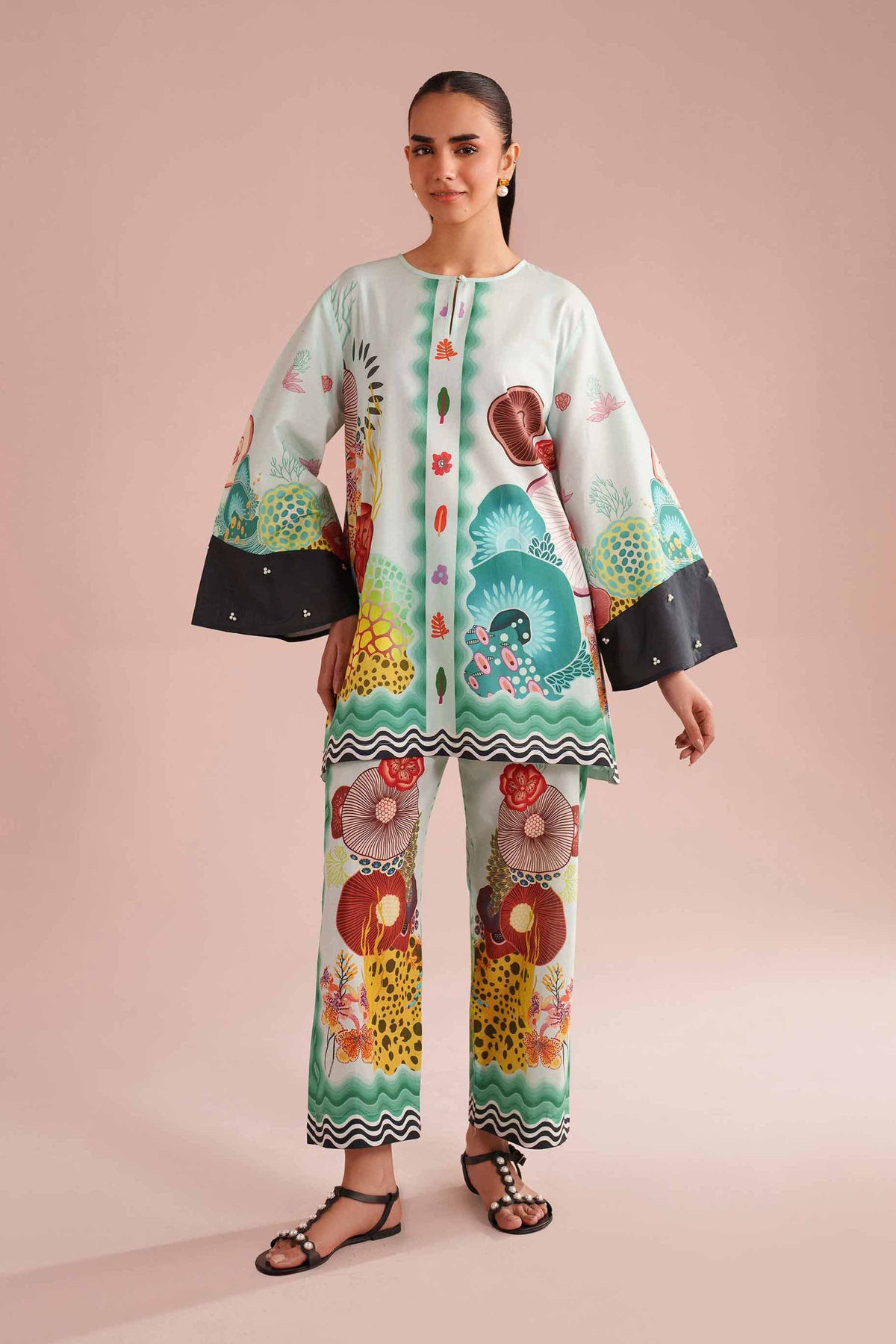 2 Piece - Printed Suit - AS26-02 Green Cambric 2PC Printed Nishat Australia
