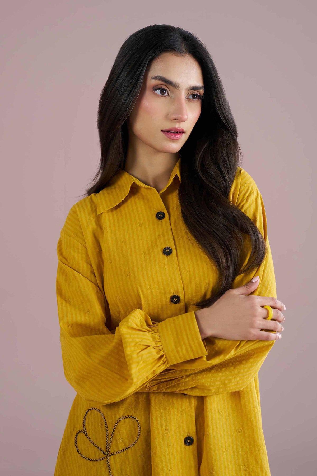 Solid Tunic - AS26-101 Yellow Dobby 1PC Solids Nishat Australia