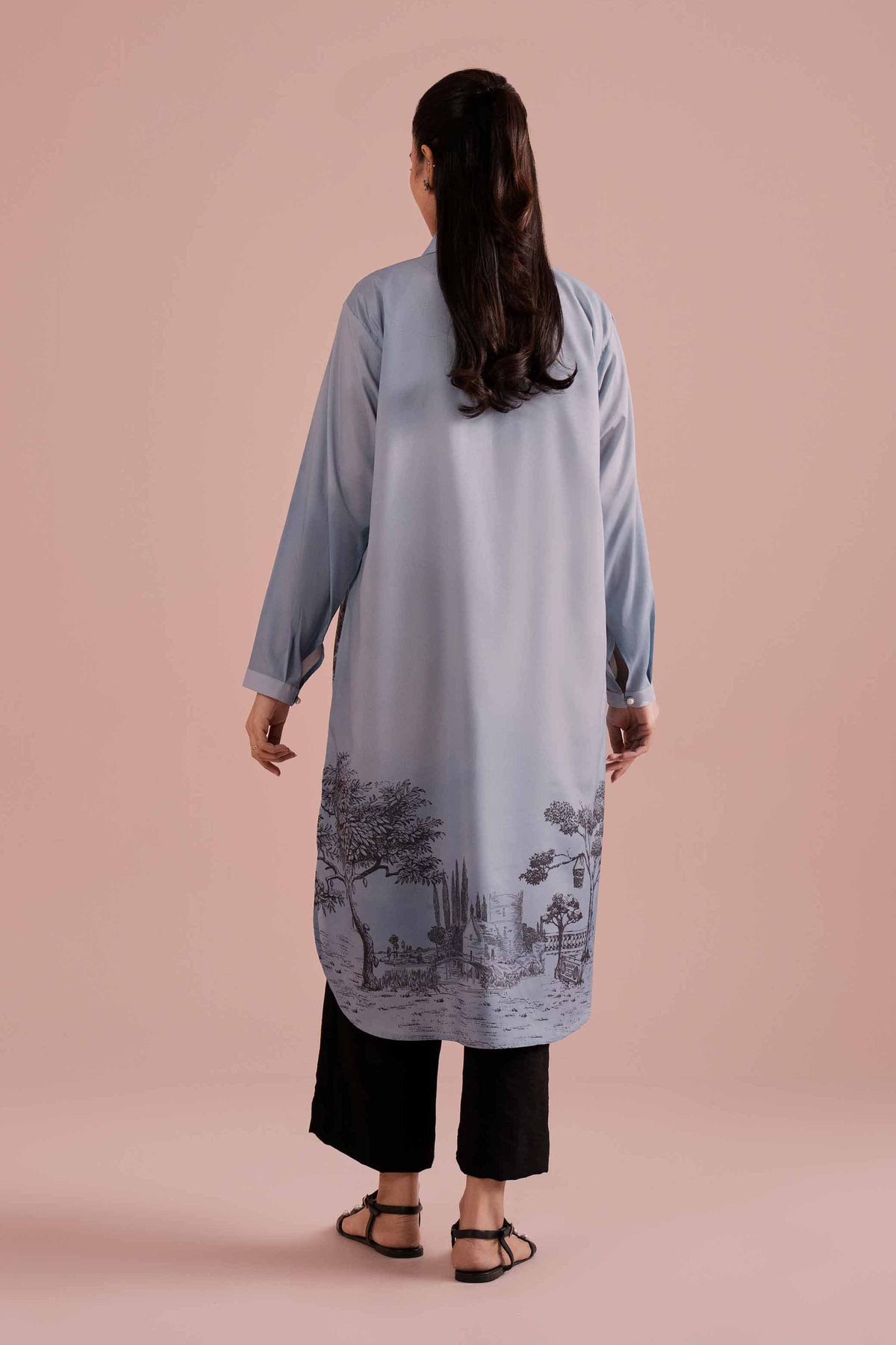 Printed Tunic - AS26-11 Blue Silk 1PC Printed Nishat Australia