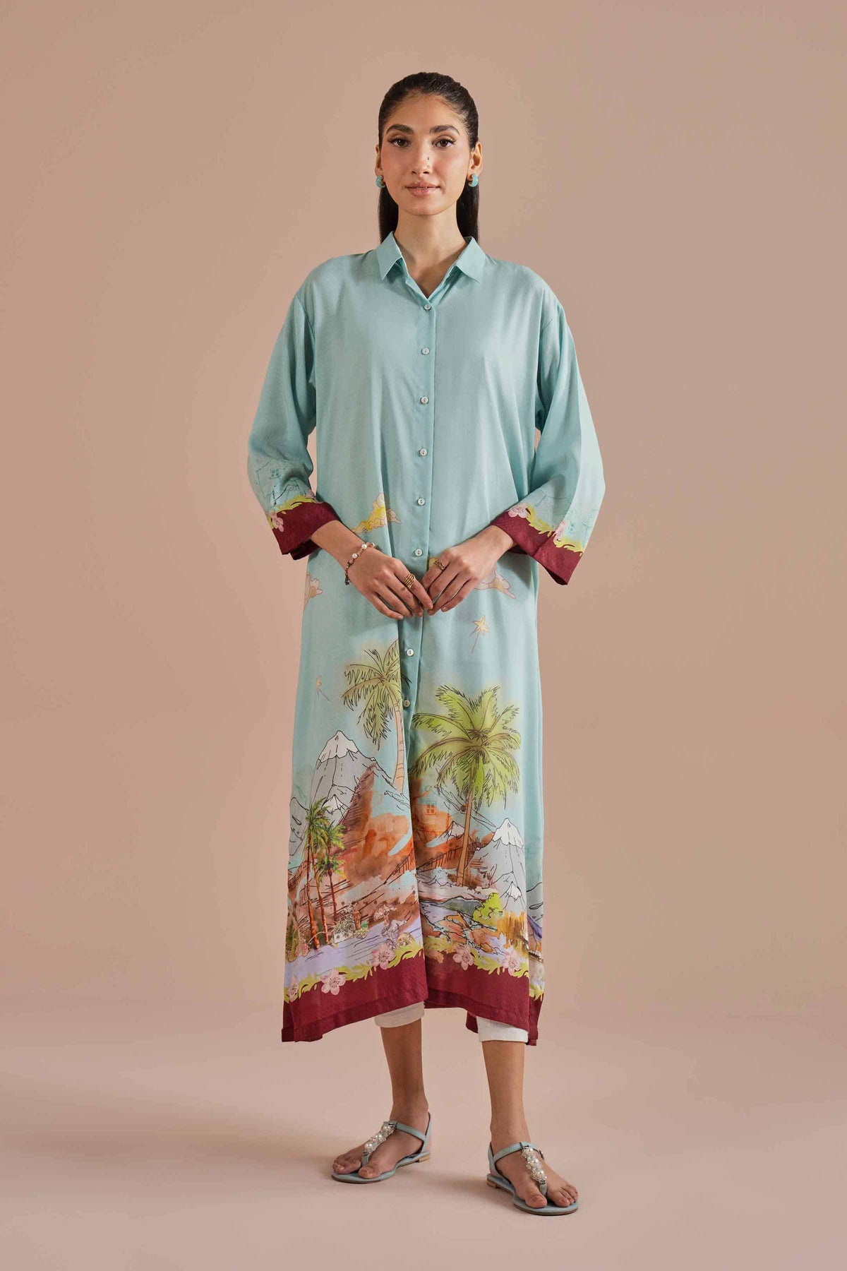Printed Dress - AS26-14 Blue Dobby 1PC Printed Nishat Australia