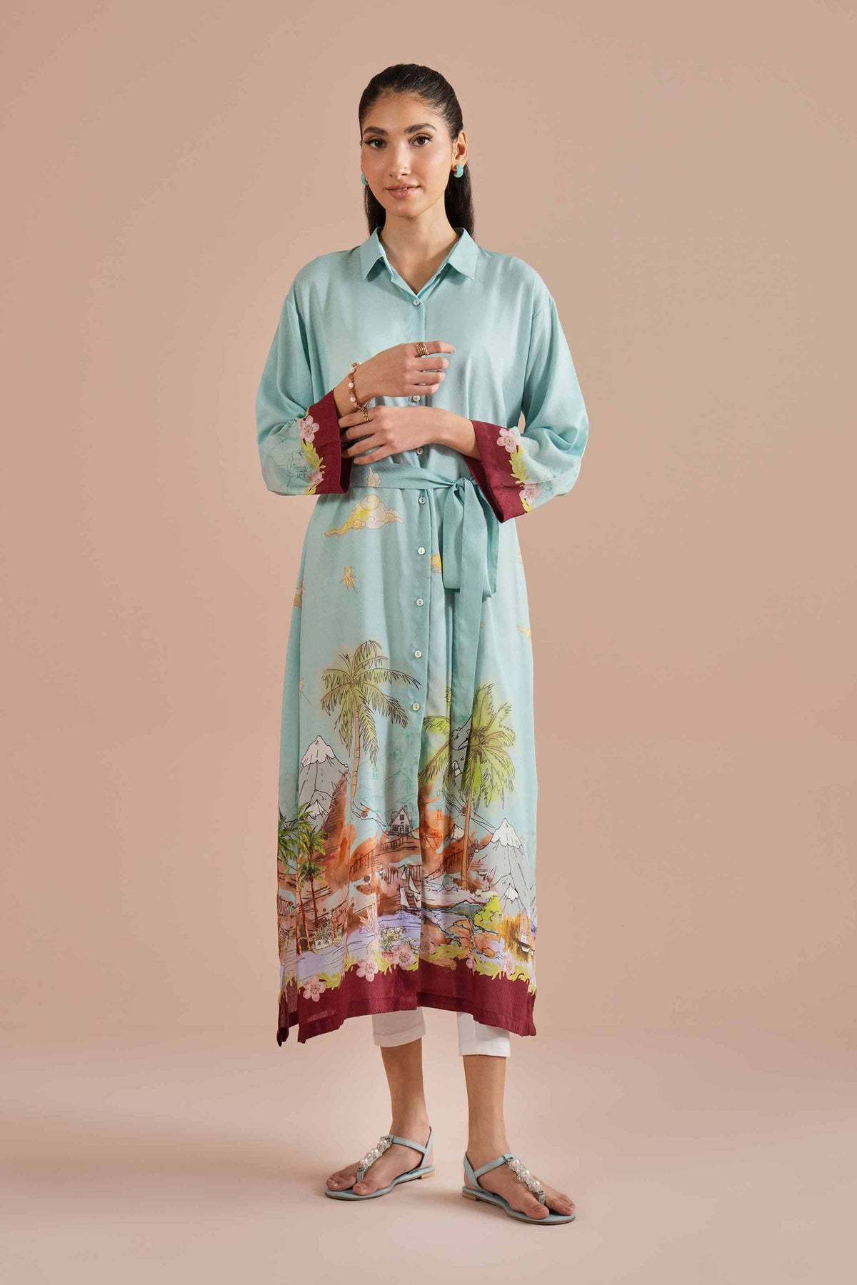 Printed Dress - AS26-14 Blue Dobby 1PC Printed Nishat Australia