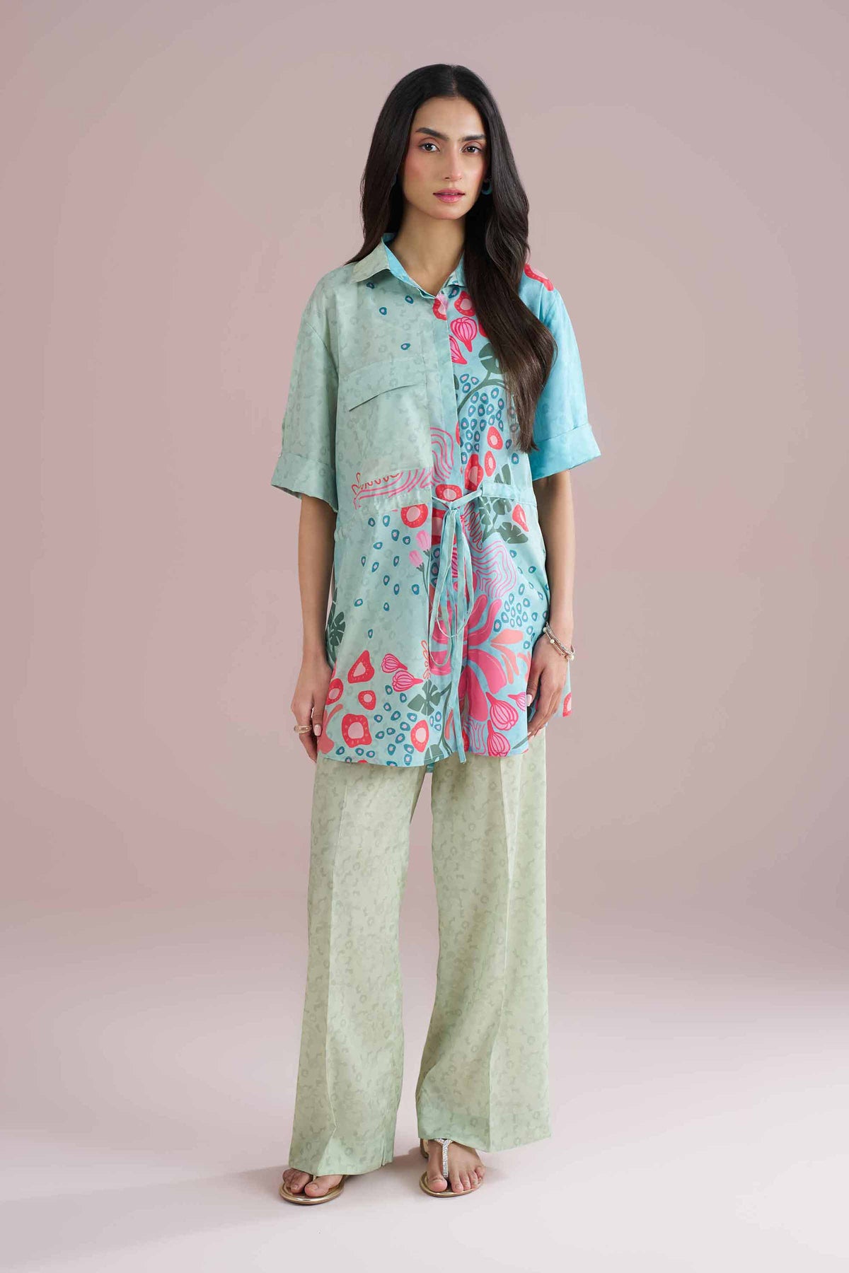 2 Piece - Printed Suit - AS26-17 Green Silk 2PC Printed Nishat Australia