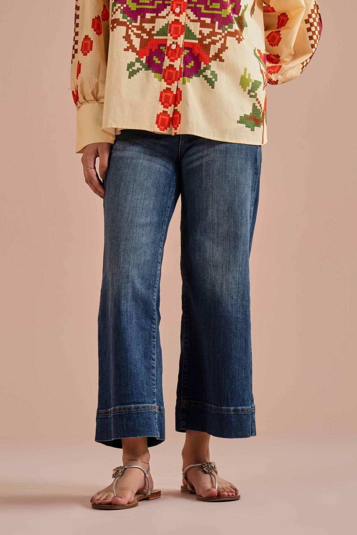 Printed Shirt - AS26-18 Beige Cambric 1PC Printed Nishat Australia